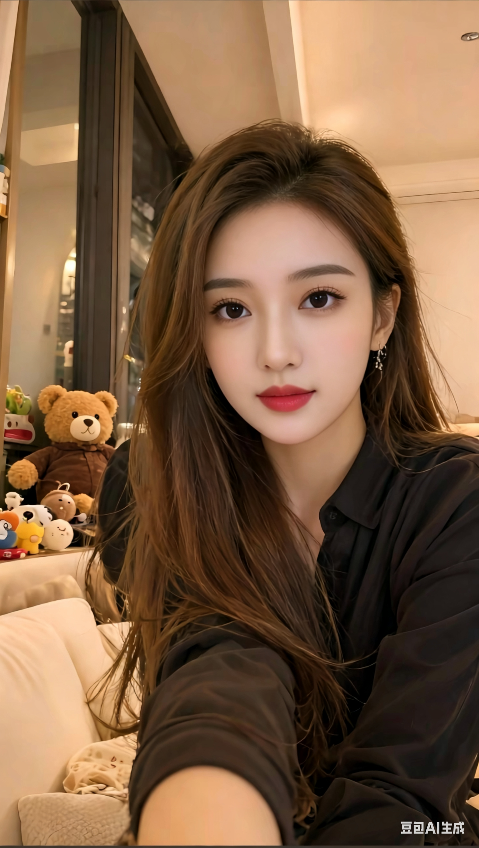 这是一张具有少女感网拍风格的网感头像，以概念风美学和氛围感美学为核心，画面采用极简留白、空境叙事的手法，色调低饱和静谧、暗调沉敛、清透疏离，质感弱化，意境优先，简约克制，以氛围感主导。室内居家的场景中，运用远景视角，主… - AI提示词参考图，来自西西提示词
