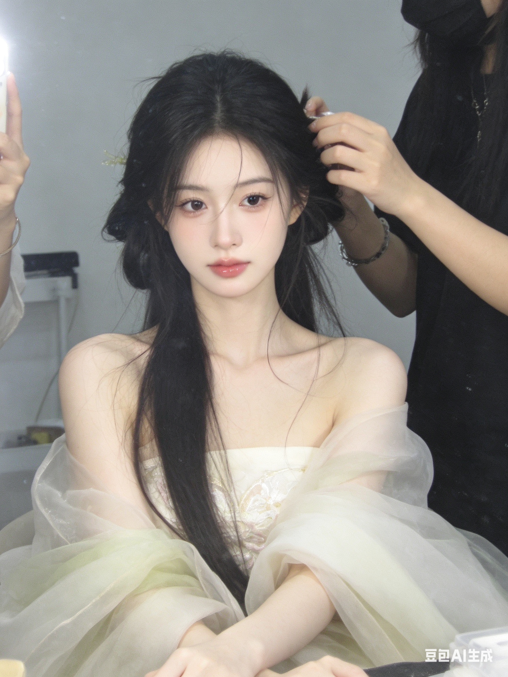 漂亮少女，女生，真人，姿态自然，小头，头像感，特别特别瘦，白皙皮肤。梦核风格的前置摄像头抓拍画面，有一种抓拍的随性松弛氛围感，ins风，随手记录。画面里的年轻女子超级漂亮，低分辨率，露出的脸和皮肤微微曝光，柔顺头发，古… - AI提示词参考图，来自西西提示词