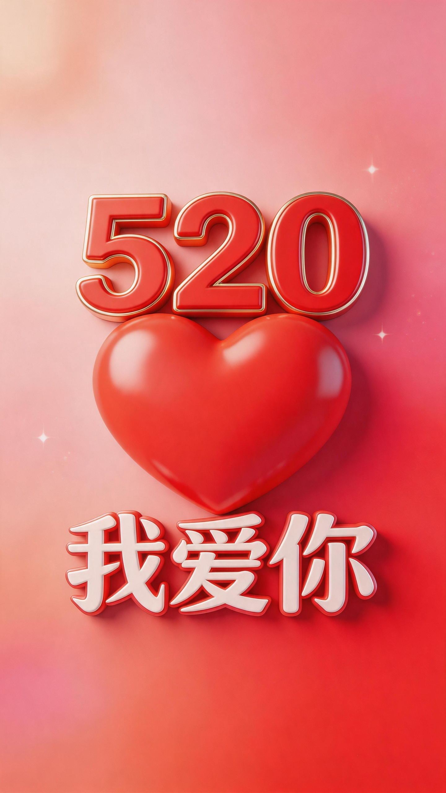 做一张520的海报，红色红心，写着520，我爱你三个字立体艺术，设计感漂亮，颜色搭配好看。高清质感。 - AI提示词参考图，来自西西提示词