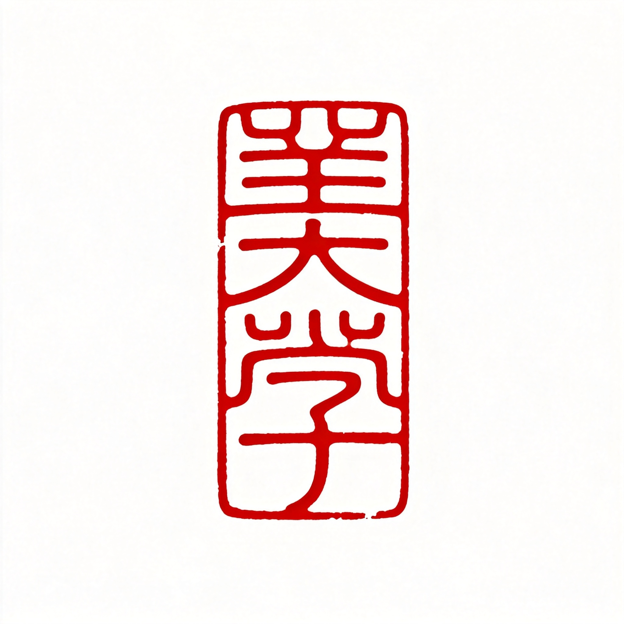 中式传统篆刻艺术风格，一幅中式传统长方形印章图案，主体为红色线条构成的篆文“美学”，线条流畅规整，呈现古朴典雅的篆刻艺术风格，背景为纯白色，突出印章的简洁与厚重感，注重线条细节和对称美感。 - AI提示词参考图，来自西西提示词
