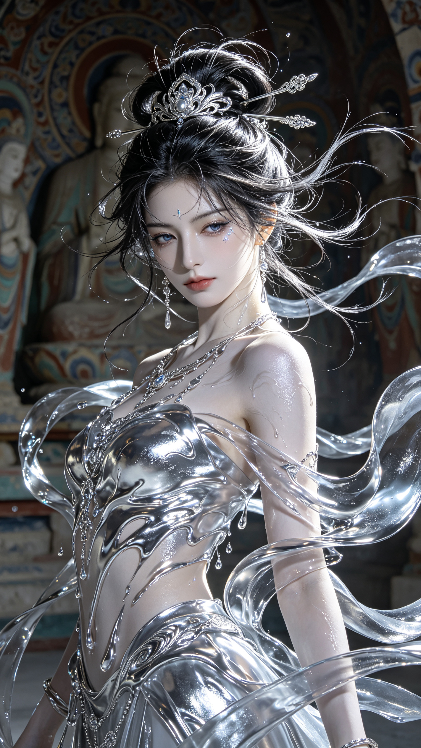 质感，细闪珠光，肌理感，梦幻的，耀变，反射，艺术抽象，诗意的，高级，杰作，极具视觉冲击力，获奖作品，大师级配色，大师级排版，高细节，高级感，超高清，布局协调。[锐化边缘为底的暗调背景]，低语附着于的关系，高级画控下的明… - AI提示词参考图，来自西西提示词