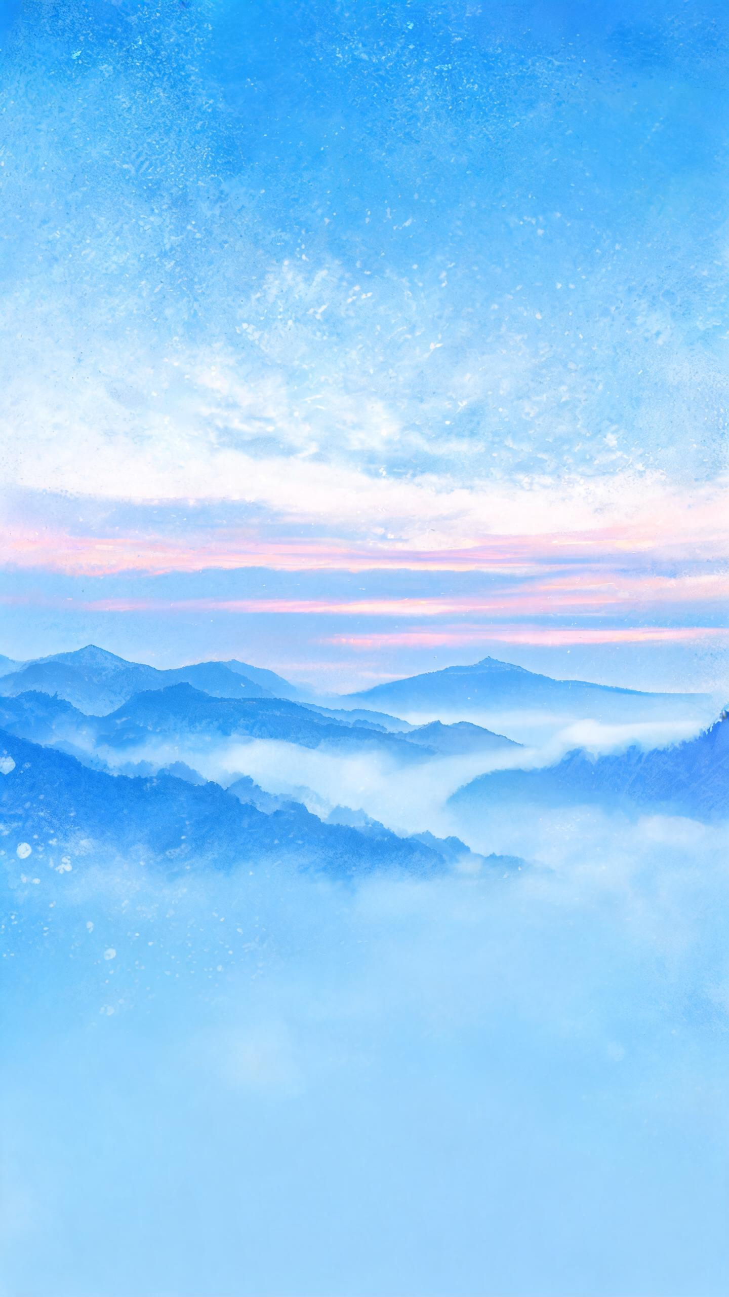 克莱因蓝色渐变简约背景，水彩与水墨交融的质感，线条细腻柔和，空灵梦幻的氛围，颗粒肌理，8K高清细节，非凡的视角，创意构图，层次感，二次曝光，重叠态，内容的不确定性变化，意境，细节描绘，大幅留白，光效渲染，叙事，不同的想… - AI提示词参考图，来自西西提示词
