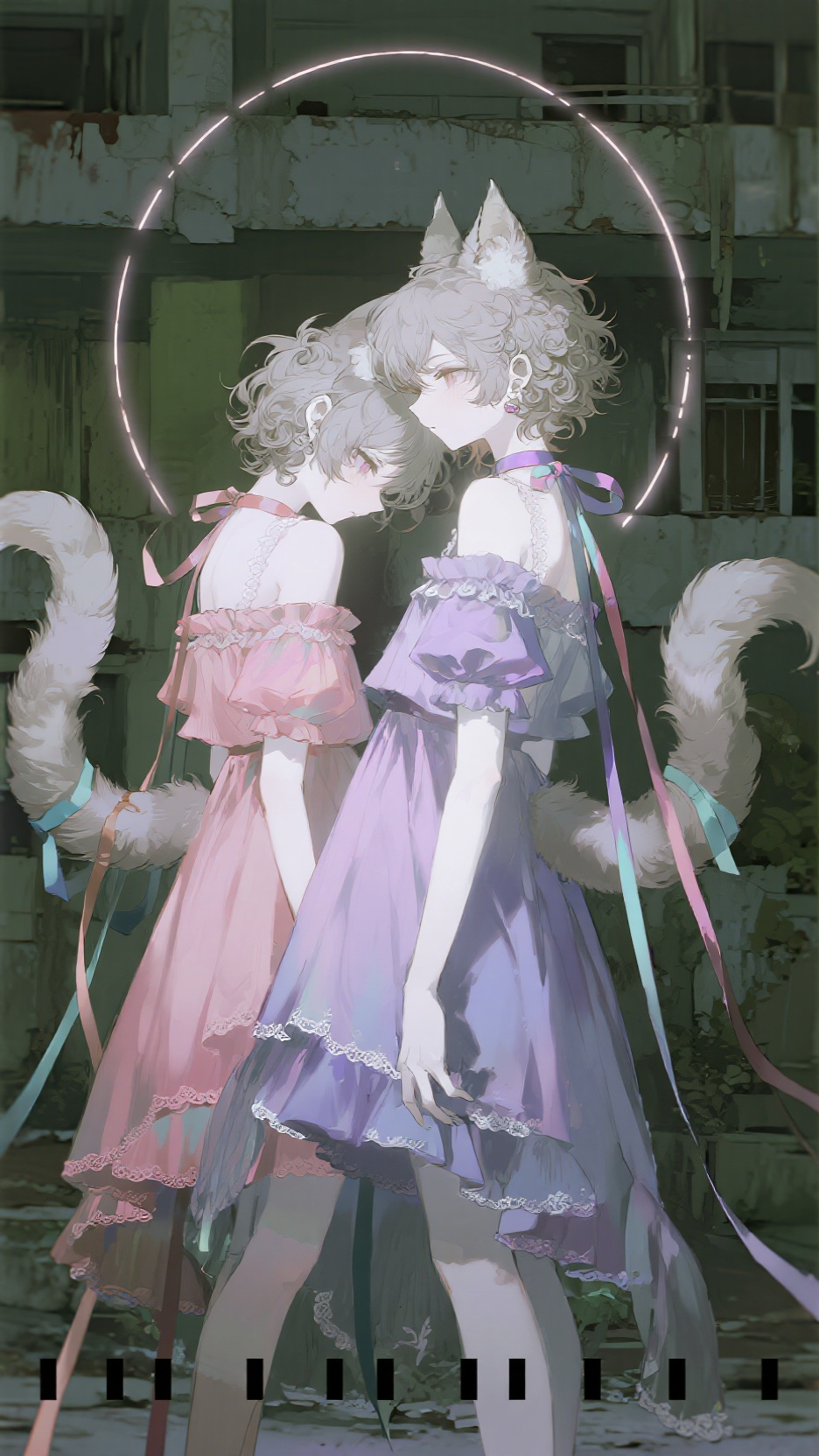 pastel dress, lace details, ribbon, soft curls twin tails, porcelain skin low saturation pastel palette, soft… - AI提示词参考图，来自西西提示词