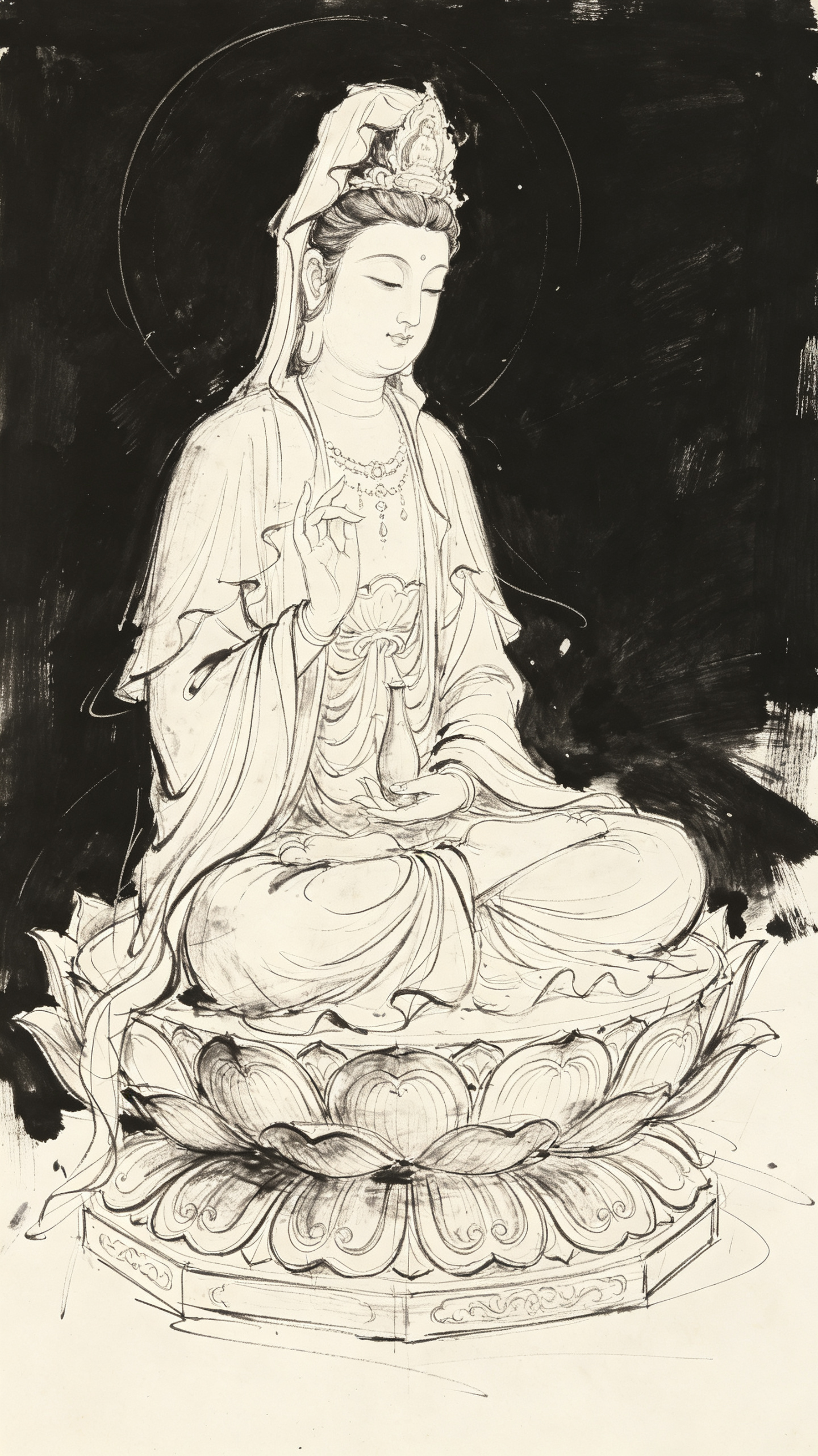极简主义素描风格，空气感强，松散的细密长线条，精致的涂抹，形式多变，写意，细节敲定，情愫流连，叠加态，神秘感，非常规不对称构图，动态模糊，抽象，标新立异，震撼，意境，大幅留白，高对比度黑色，空灵的氛围，夸张的比例，褪色… - AI提示词参考图，来自西西提示词