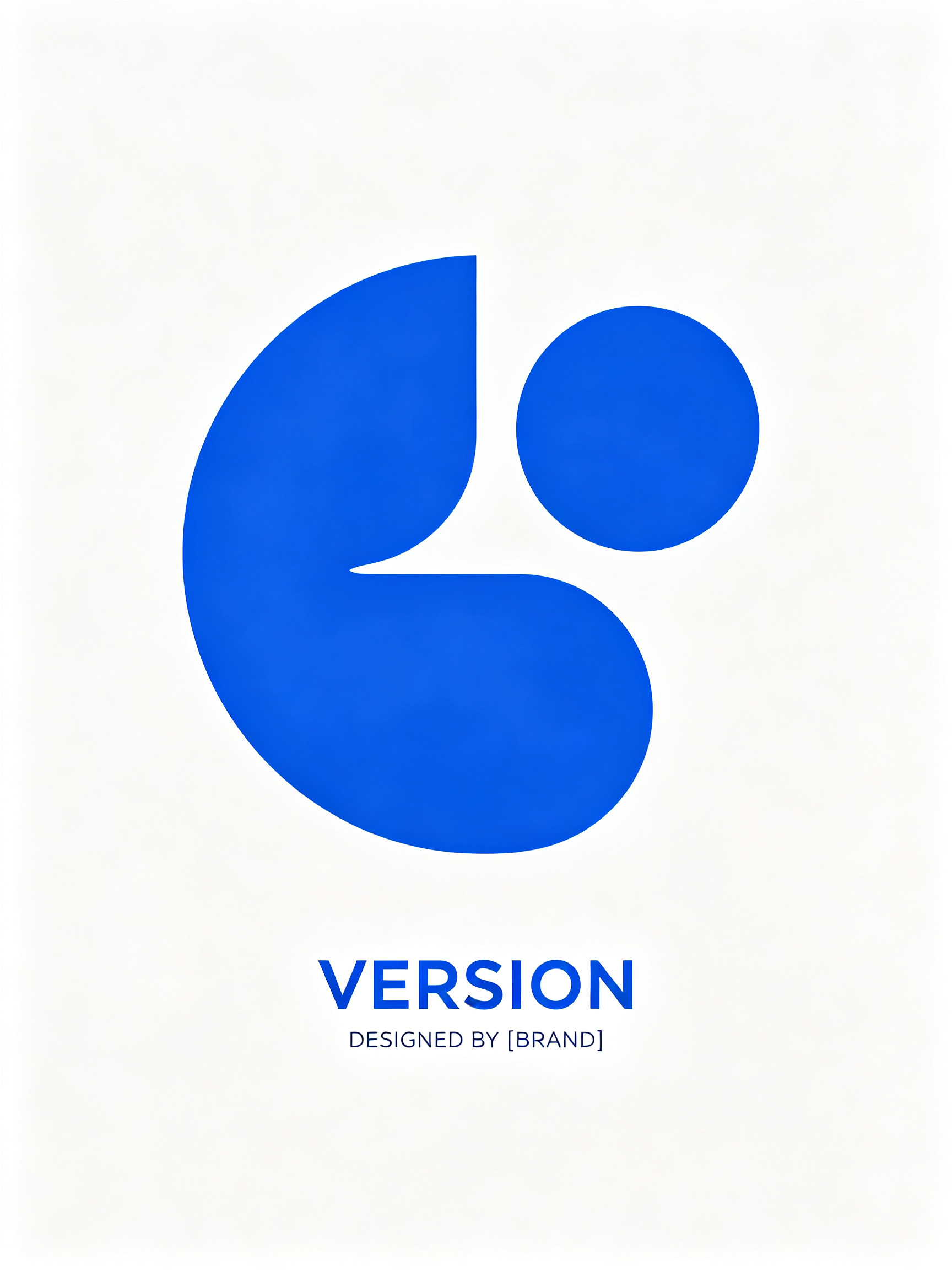 极简的抽象LOGO，图型设计，由字母"VERSION"变形为流畅的几何图形，字母可做异形与圆形结合，标志采用蓝色配色，白色背景，整体干净且易识别，适用于各种媒体和平台、商业名片、网站设计，完美，杰作 画面居中偏底部位置… - AI提示词参考图，来自西西提示词