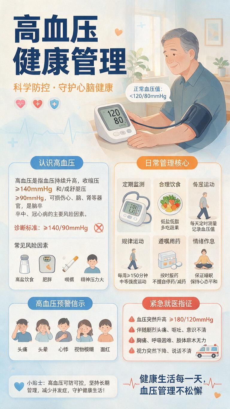 生成高血压健康管理科普海报 - AI提示词参考图，来自西西提示词