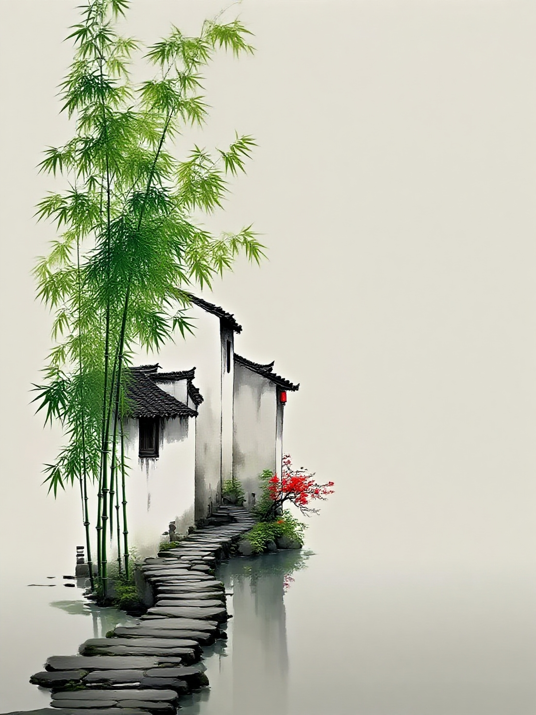 ##以超高清画质呈现,画面细节清晰可见,笔触细腻,色彩鲜艳且层次丰富,每个元素都精致无比,整体画面如同高精度的艺术品,清晰锐利,毫无模糊之感,不同的建筑不同的景物自由发挥,整体搭配治愈,大量留白 - AI提示词参考图,来自西西提示词