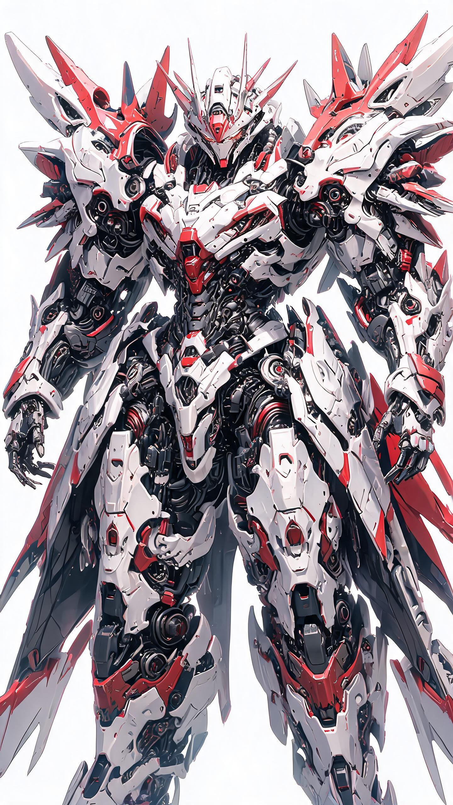 masterpiece, best quality, ultra detailed, 8K, full front view, hard sci-fi infinite flight mecha, dark fanta… - AI提示词参考图，来自西西提示词