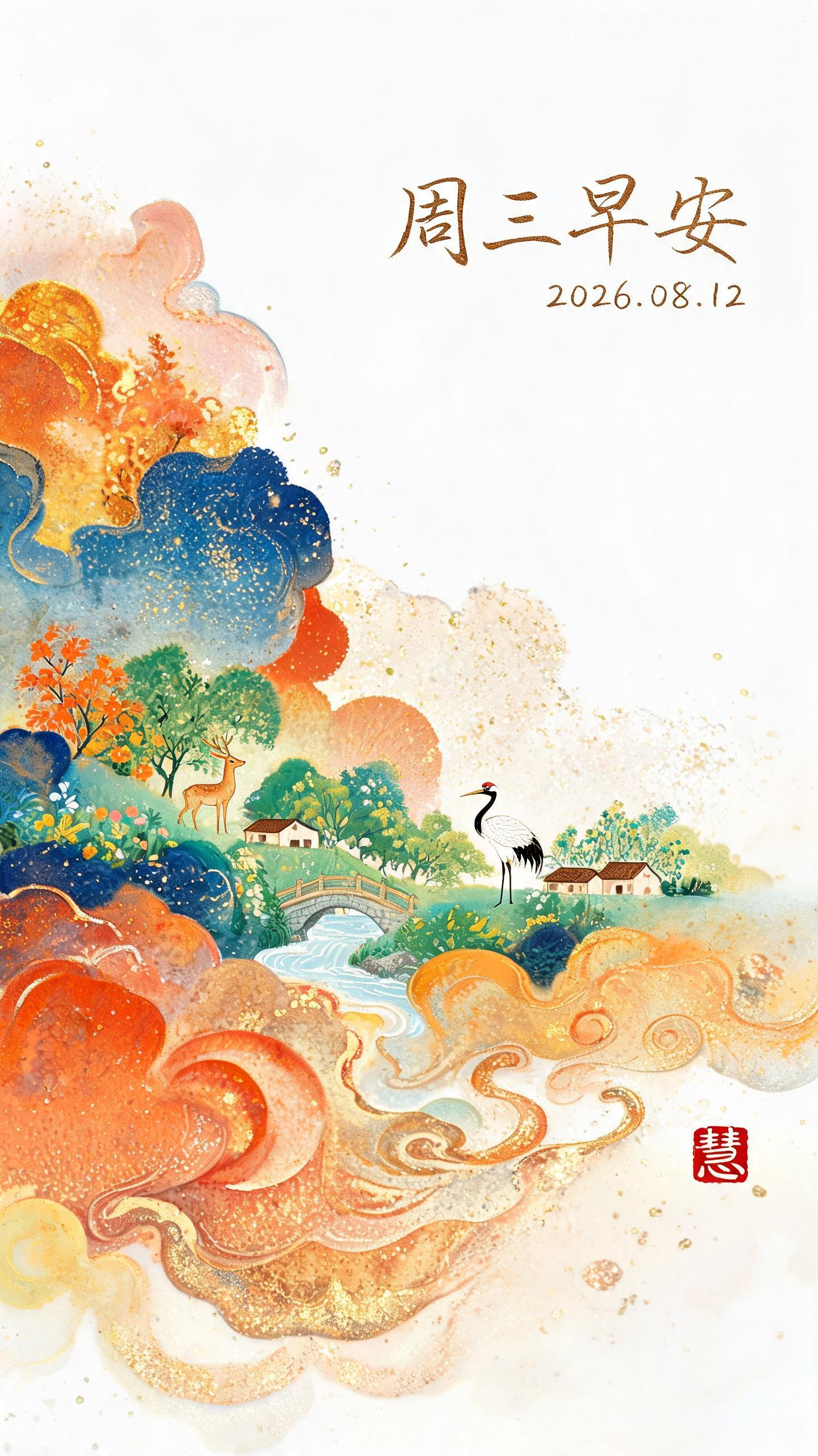 黄金分割比例的扁平插画，采用沥粉贴金岩彩画的独特技法。画面从左下角向右上角延伸出一团五彩斑斓的抽象白云，云雾之中笔刷质感细腻，晕染效果自然，颗粒感丰富，边缘柔和消散。整体色彩高饱和度，对比强烈，不同色阶的色彩汇聚，描绘… - AI提示词参考图，来自西西提示词