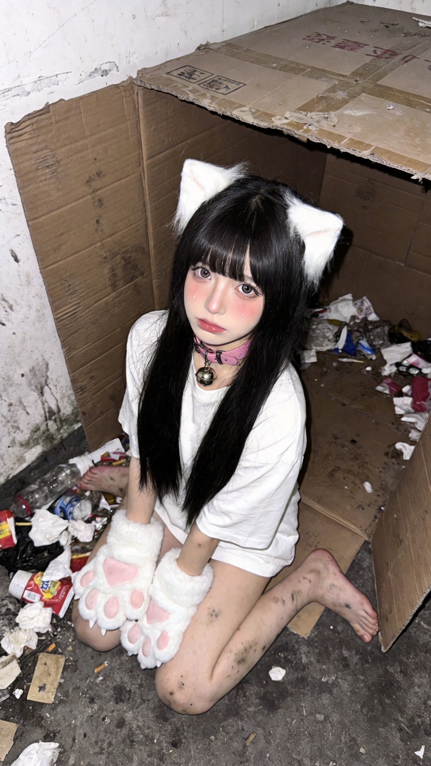 一位长发及腰、模样可爱的女生，采用超广角，体现动态美学，人像摄影，日常快照风格，非精心构图或打光，妖冶少女，冷白皮，瓜子脸尖下巴，皮肤白皙，底妆通透，极其平凡无奇的快照，没有明确主体和构图感，采用抖音甜妹日记的风格，基… - AI提示词参考图，来自西西提示词