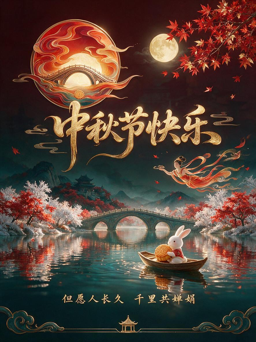 深青色背景，在上面矢量标志，多色极细手写艺术曲线流畅弯桥苍劲（形似赵州桥），广告设计，深暗红背景，光彩亮丽，激光雕刻极其精致细小随着圆弧雕刻，3D素材，不对称设计，缥缈，圆形，抽象提炼流云卷舒姿态玄幻，红橙金配色，柔光… - AI提示词参考图，来自西西提示词