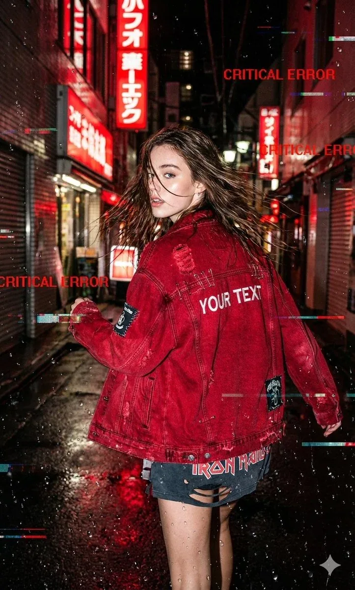 A raw, candid street-style shot of reference running through a rain-soaked Neo-Tokyo alleyway, glancing over … - AI提示词参考图，来自西西提示词