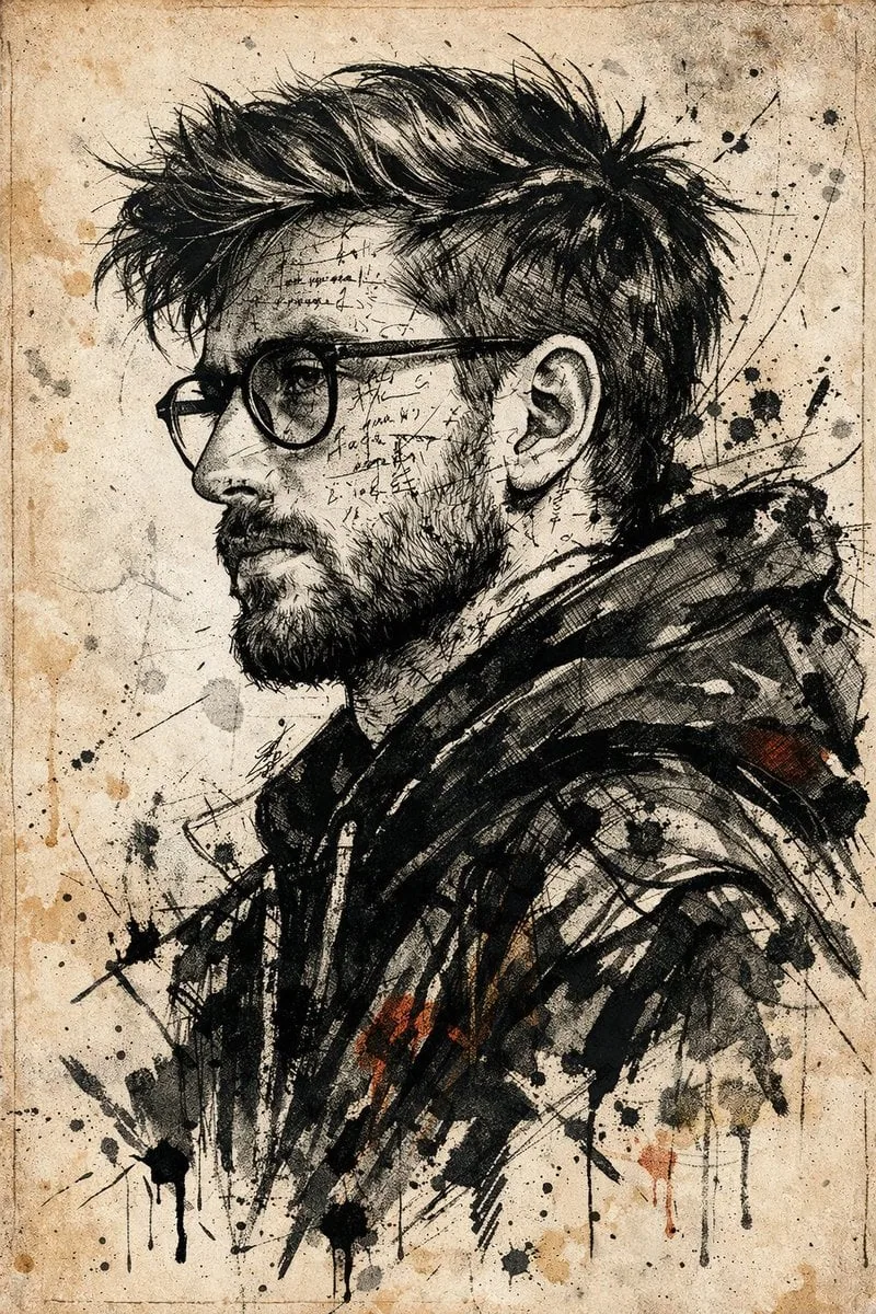 Use the uploaded photo as the main face referenc. Preserve the exact facial structure, skin tone, beard shape… - AI提示词参考图，来自西西提示词