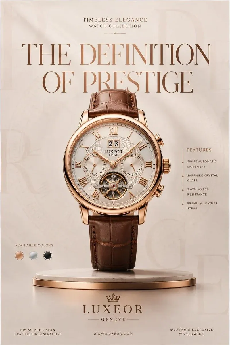 TITLE: LUXURY PRODUCT EDITORIAL CAMPAIGN TOPIC: Premium advertising poster for [Product]. STYLE & ART DIRECTI… - AI提示词参考图，来自西西提示词