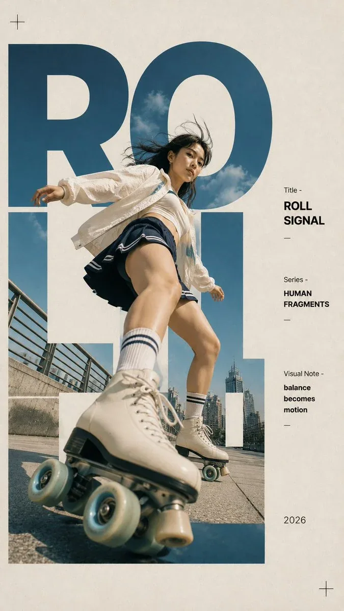Create a 9:16 editorial typography poster built around one human-centered moment. Use oversized, cropped lett… - AI提示词参考图，来自西西提示词