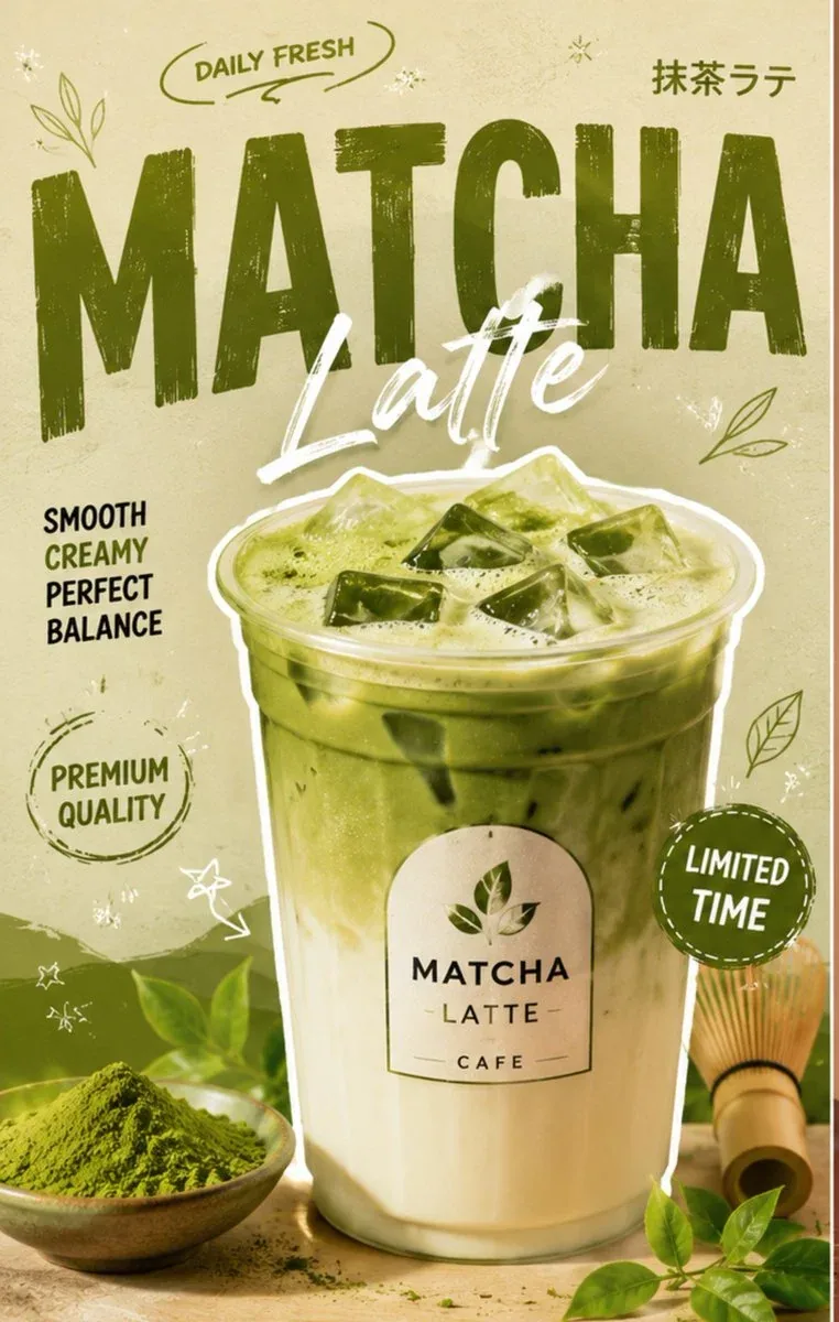Create a premium 1:1 modern Asian café promotional poster for "[Product Name]" using the uploaded product ima… - AI提示词参考图，来自西西提示词