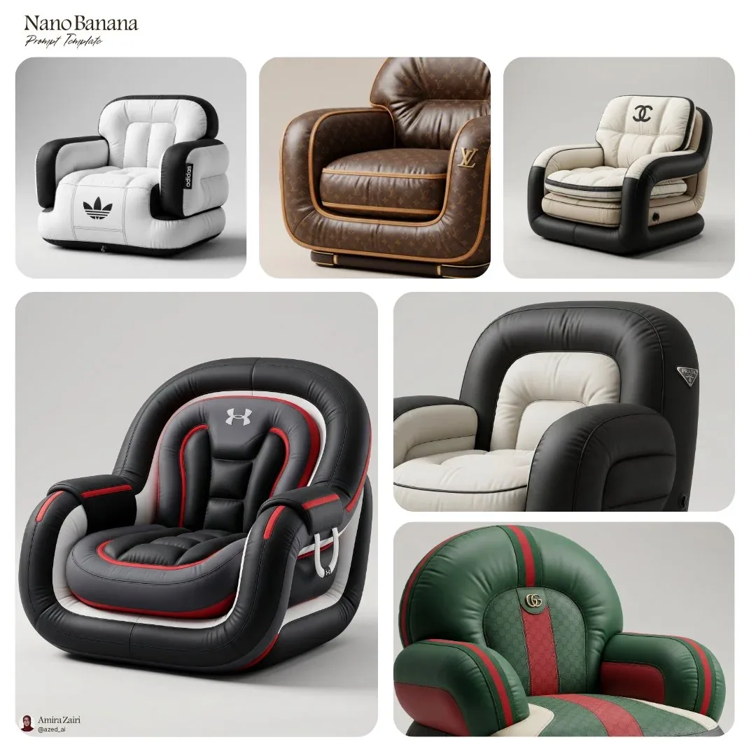 Ultra-detailed hyper-realistic studio photograph of an inflatable armchair designed in the aesthetic language… - AI提示词参考图，来自西西提示词