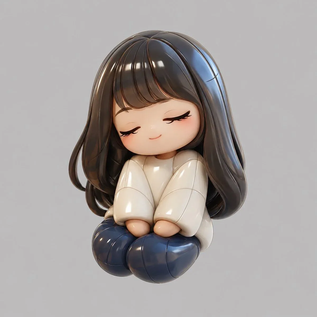 [Subject], ultra realistic 3D render, smooth inflated glossy plastic material, soft pillowy balloon like cont… - AI提示词参考图，来自西西提示词