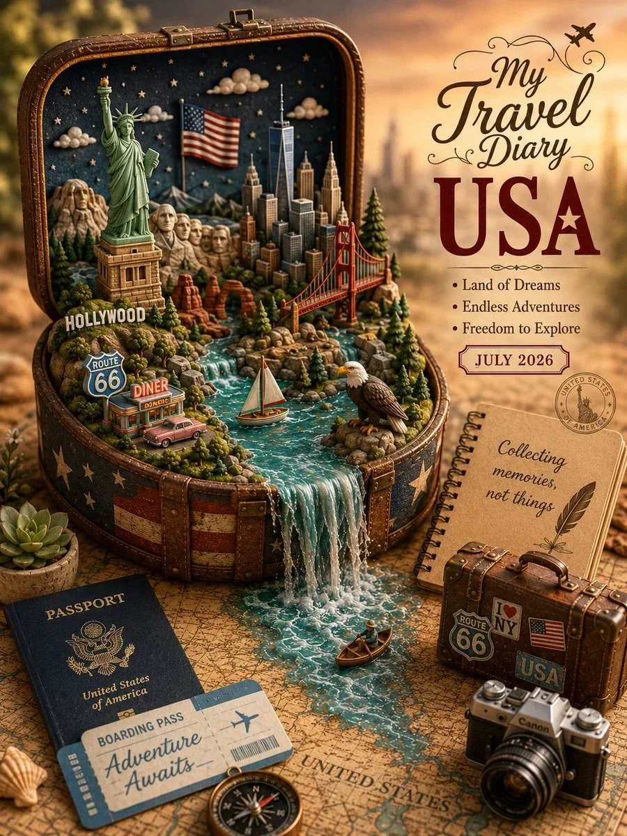 Create a highly detailed, whimsical 3D handcrafted clay diorama inside an opened natural container that repre… - AI提示词参考图，来自西西提示词