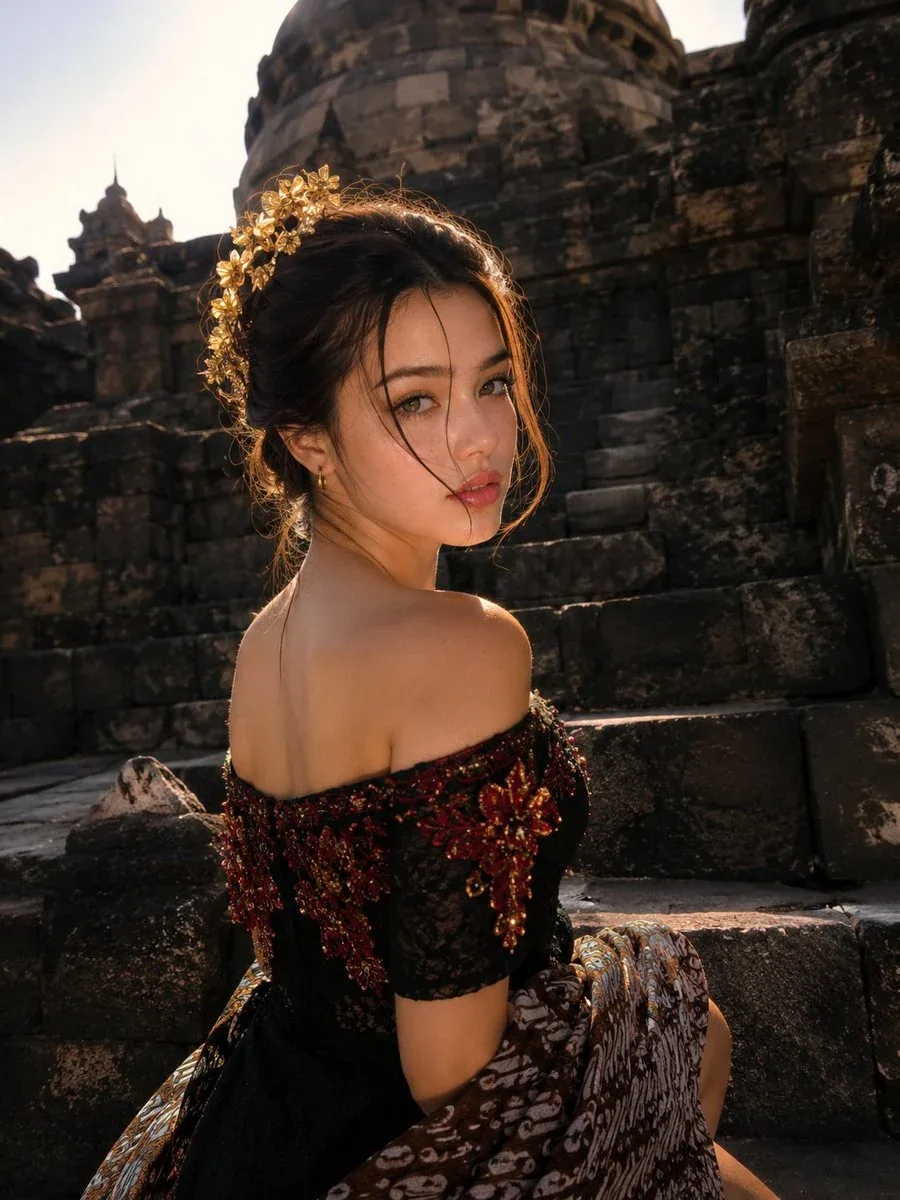 Ultra-realistic cinematic luxury travel portrait of an extraordinarily beautiful young East Asian woman seate… - AI提示词参考图，来自西西提示词