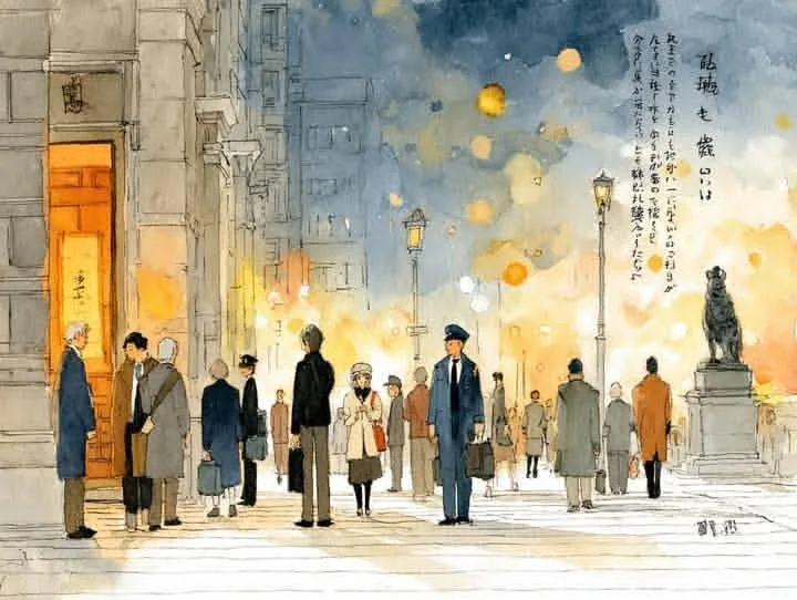 Create a cinematic watercolor illustration of [Location Setting] during [Time Of Day Weather], featuring [Mai… - AI提示词参考图，来自西西提示词