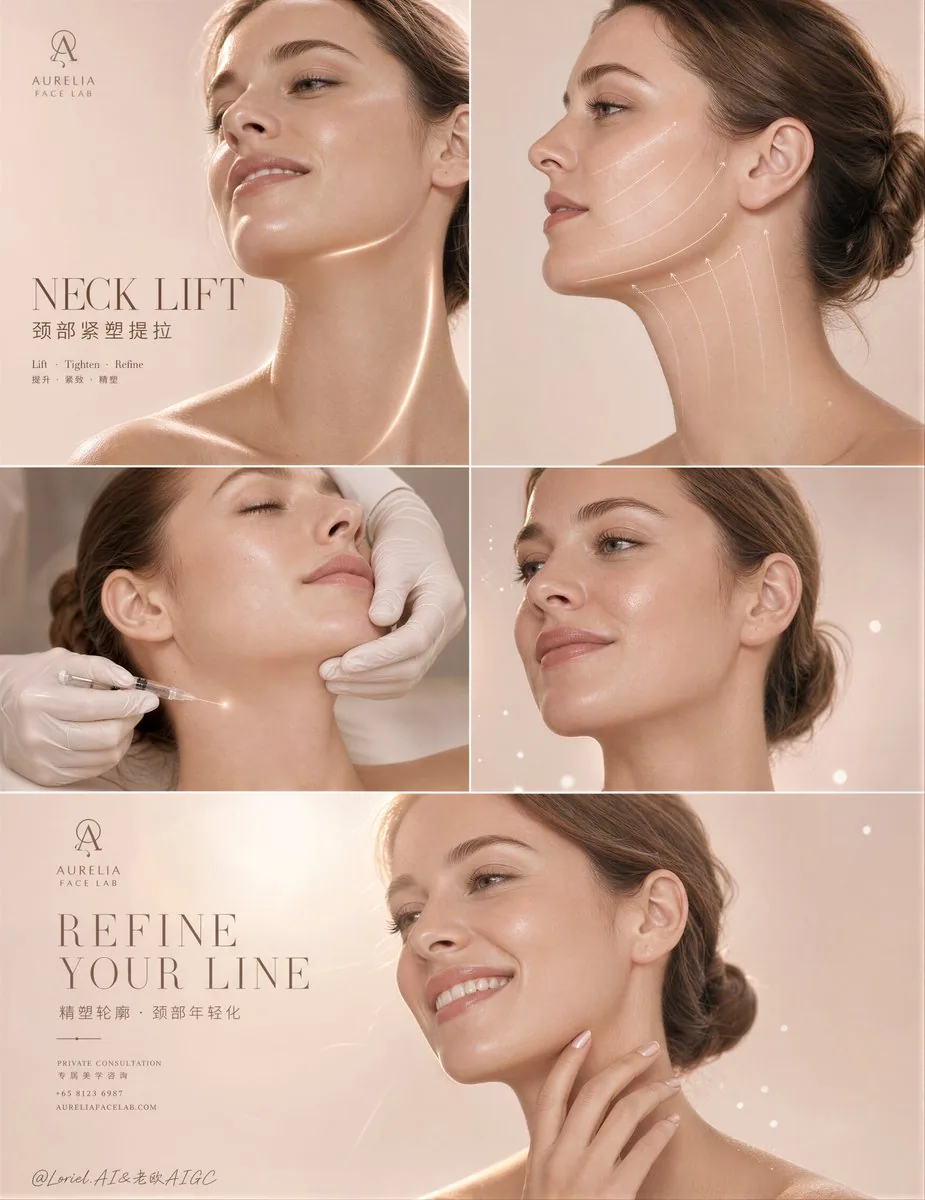 Create an ultra-premium aesthetic medicine campaign poster for a self-invented luxury clinic brand, rebuilt i… - AI提示词参考图，来自西西提示词