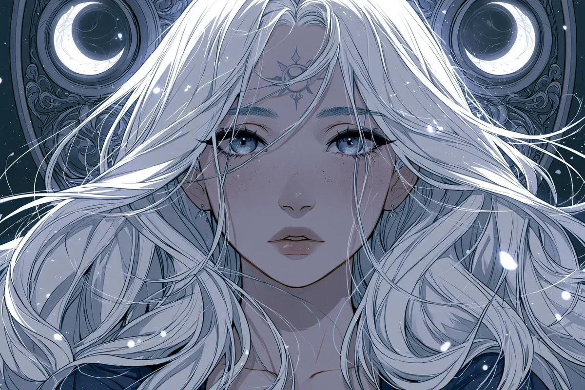 Dark shoujo anime style, [Subject] with delicate features, emotional expression, flowing hair, symbolic [Deta… - AI提示词参考图，来自西西提示词
