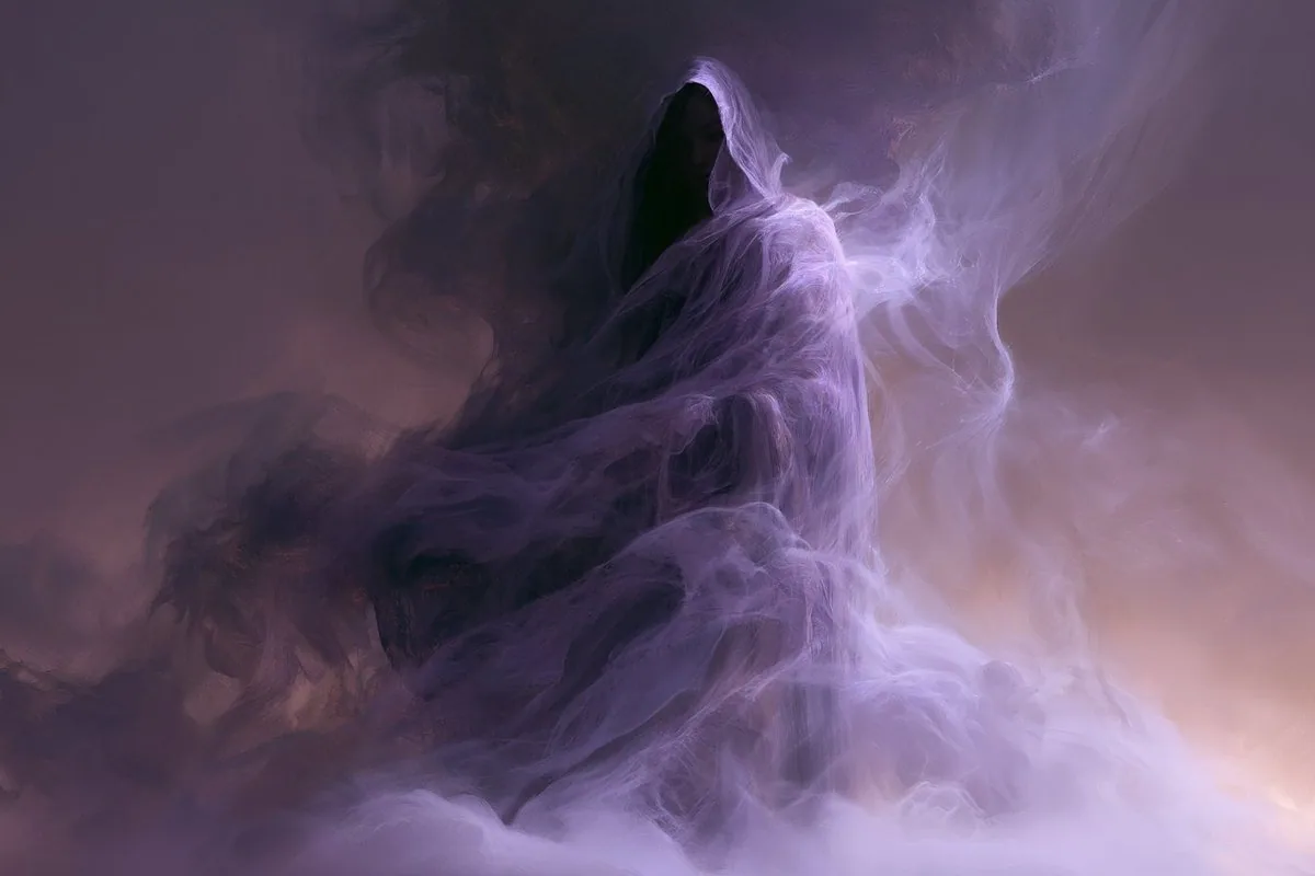 [Subject] emerging through a Whispered Phantom Veil, where drifting smoke and eerie fog obscure details and h… - AI提示词参考图，来自西西提示词