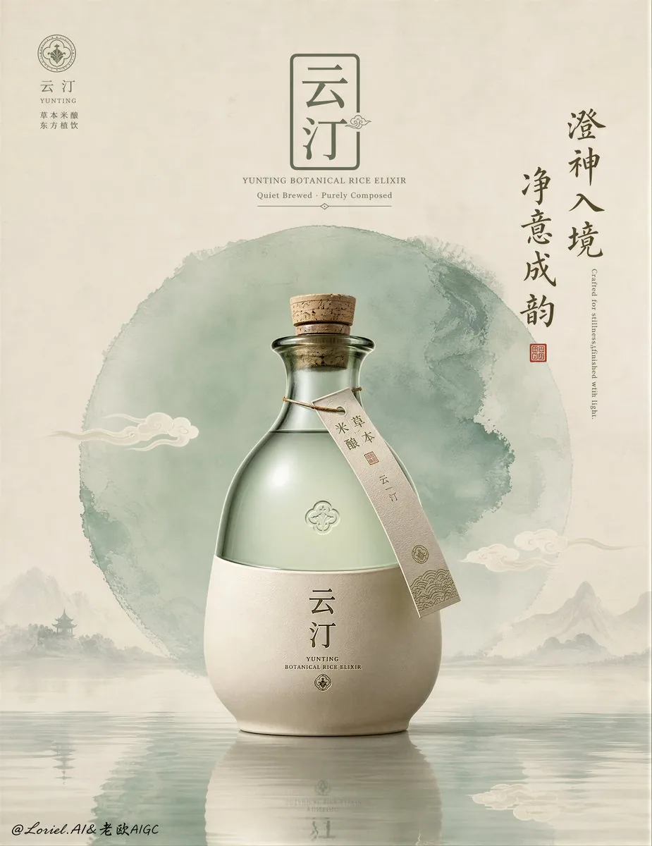Create an ultra-premium advertising poster for a fictional heritage spirit brand called “MEKONG NOCTURNE”, de… - AI提示词参考图，来自西西提示词