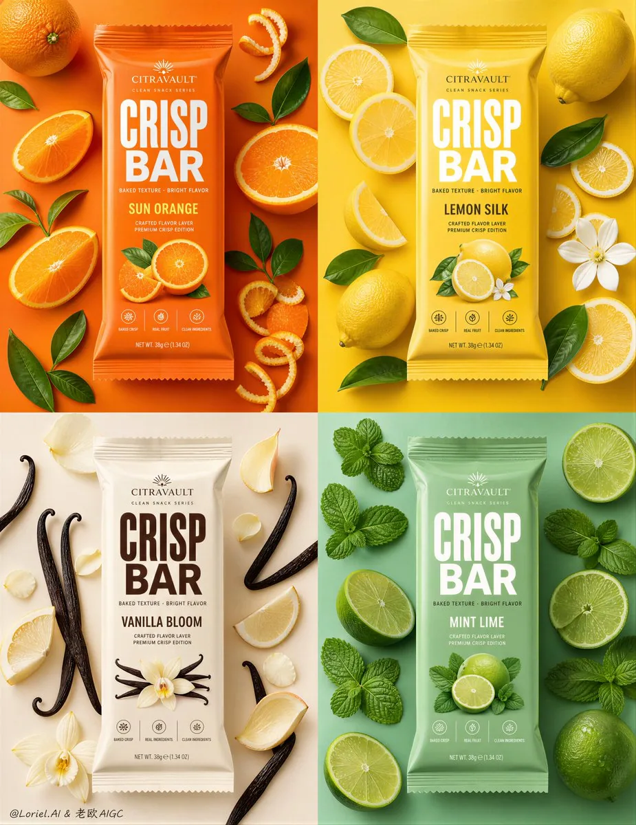 Create an ultra-premium vertical flavor campaign poster for a fictional grain bar brand called “VELLORA”, des… - AI提示词参考图，来自西西提示词