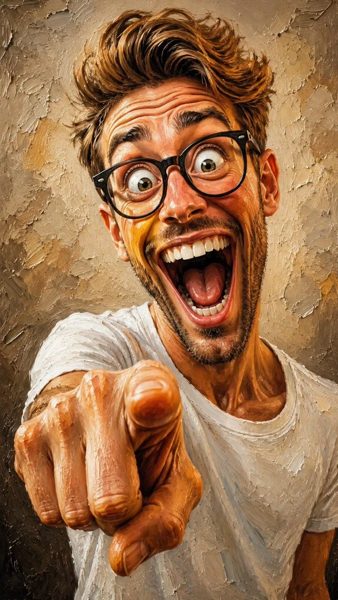 Create an ultra-funny exaggerated caricature portrait of a group of men in a textured oil painting style as t… - AI提示词参考图，来自西西提示词