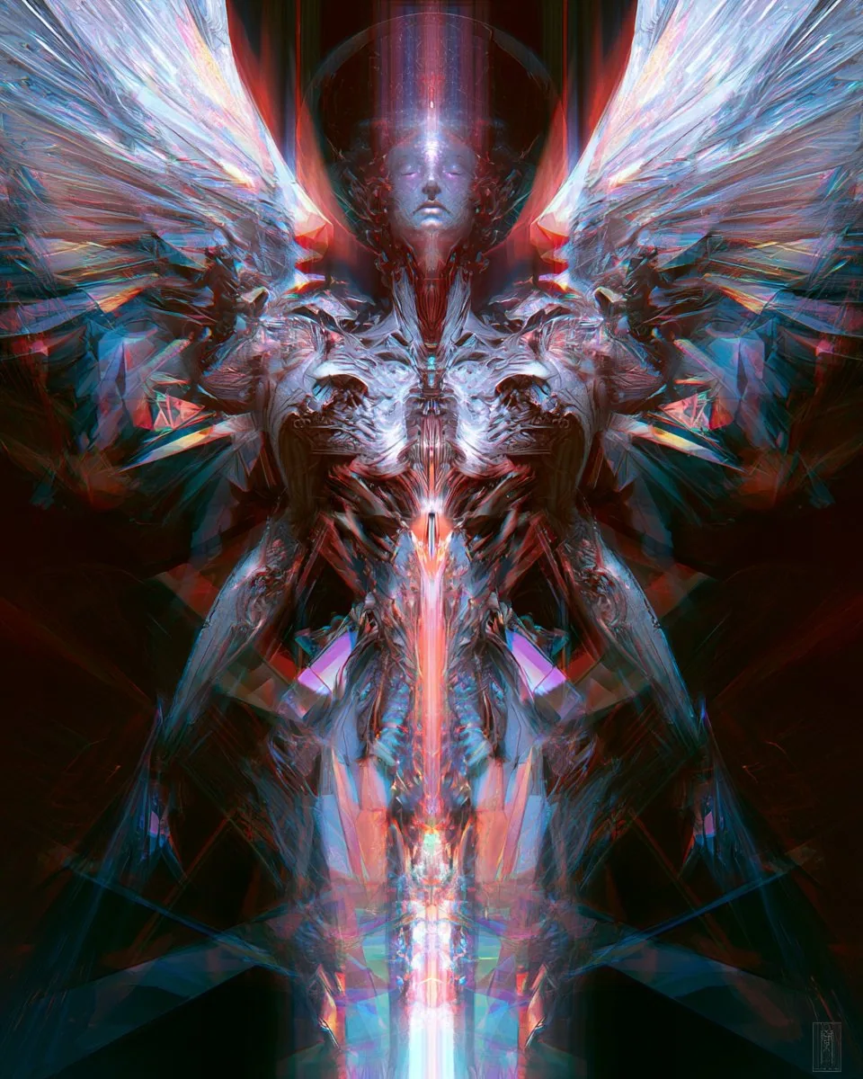 A Fractured Prism Refractions depiction of [Subject], where shattered prisms and refracted light create a kal… - AI提示词参考图，来自西西提示词
