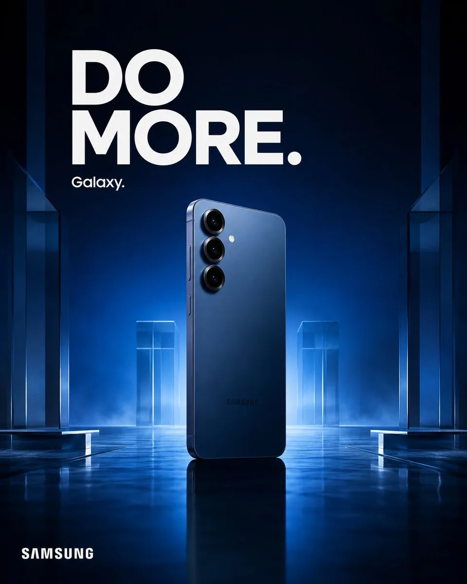 Create a premium agency-level Samsung Galaxy Instagram advertisement, 4:5 vertical, designed as the fifth pos… - AI提示词参考图，来自西西提示词