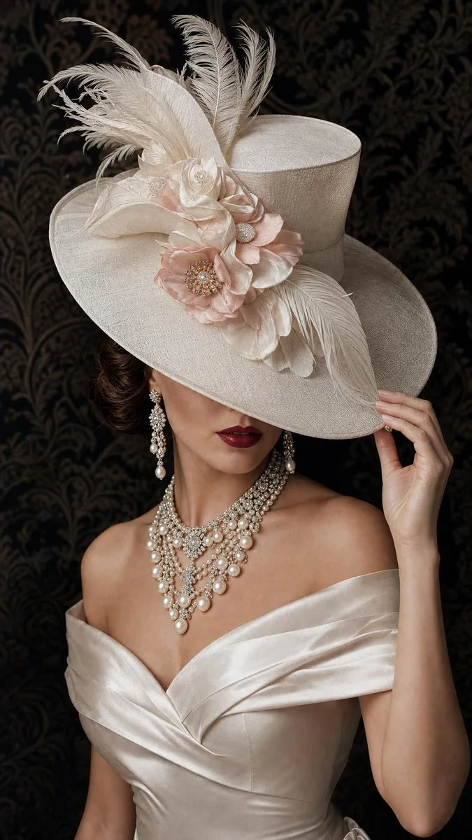 A sophisticated ultra-realistic high-fashion editorial portrait of an elegant woman wearing a luxurious vinta… - AI提示词参考图，来自西西提示词