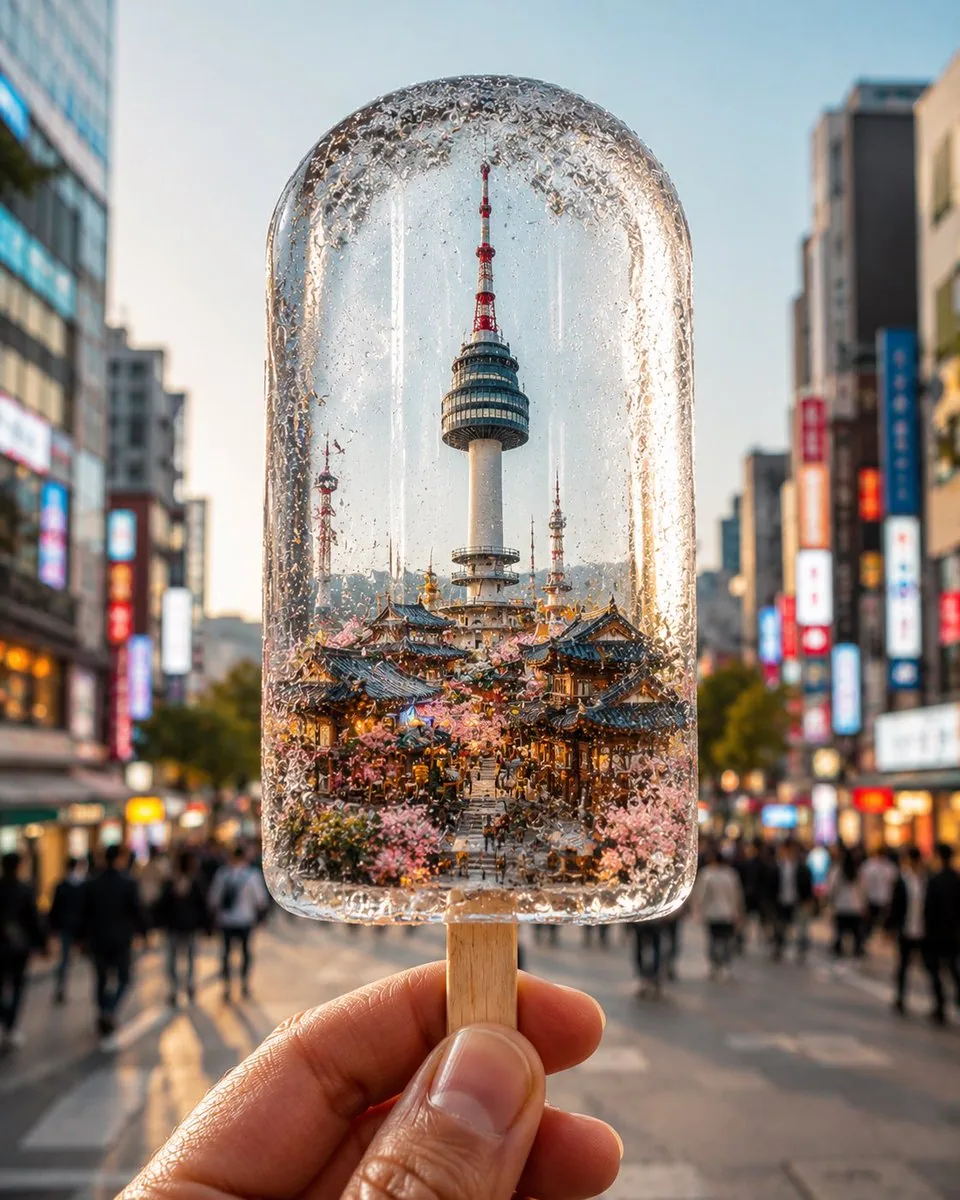 Create a hyper-realistic vertical 4:5 conceptual travel photograph of [City Or Country], where the entire ess… - AI提示词参考图，来自西西提示词