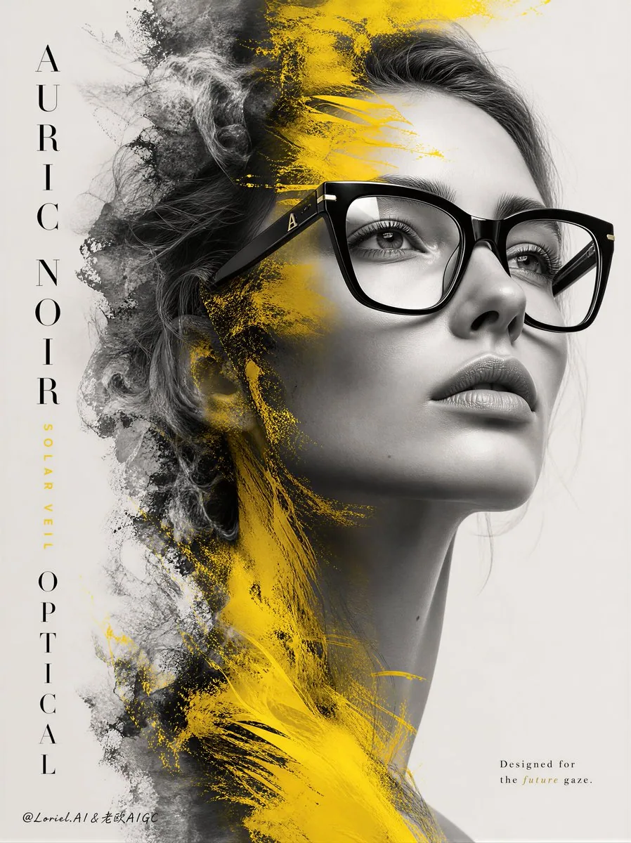 Create the second poster in the same flagship optical campaign series for the premium fashion eyewear brand A… - AI提示词参考图，来自西西提示词