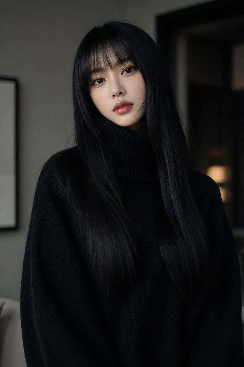 Ultra-photorealistic high-fashion portrait of a sophisticated young woman, vertical 9:16. She has extremely l… - AI提示词参考图，来自西西提示词