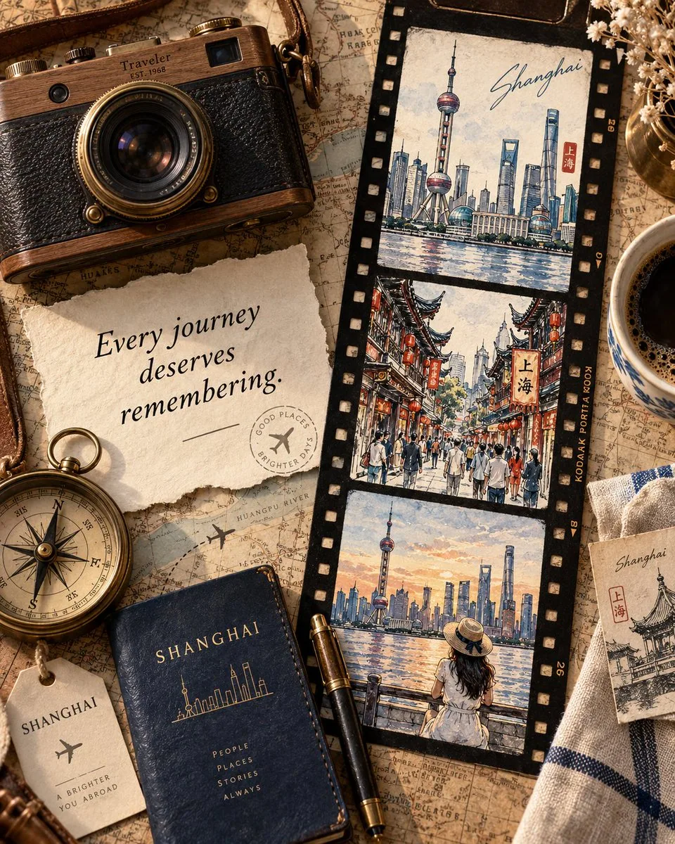 Create a premium 4:5 vertical Instagram travel editorial flat-lay for [Location]. No reference image required… - AI提示词参考图，来自西西提示词