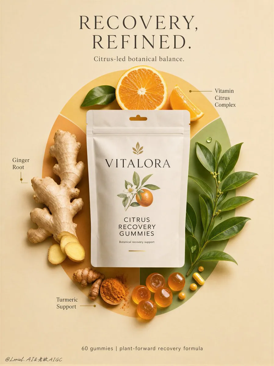 Create a Cannes-level flagship wellness-product advertising poster for an original premium recovery supplemen… - AI提示词参考图，来自西西提示词