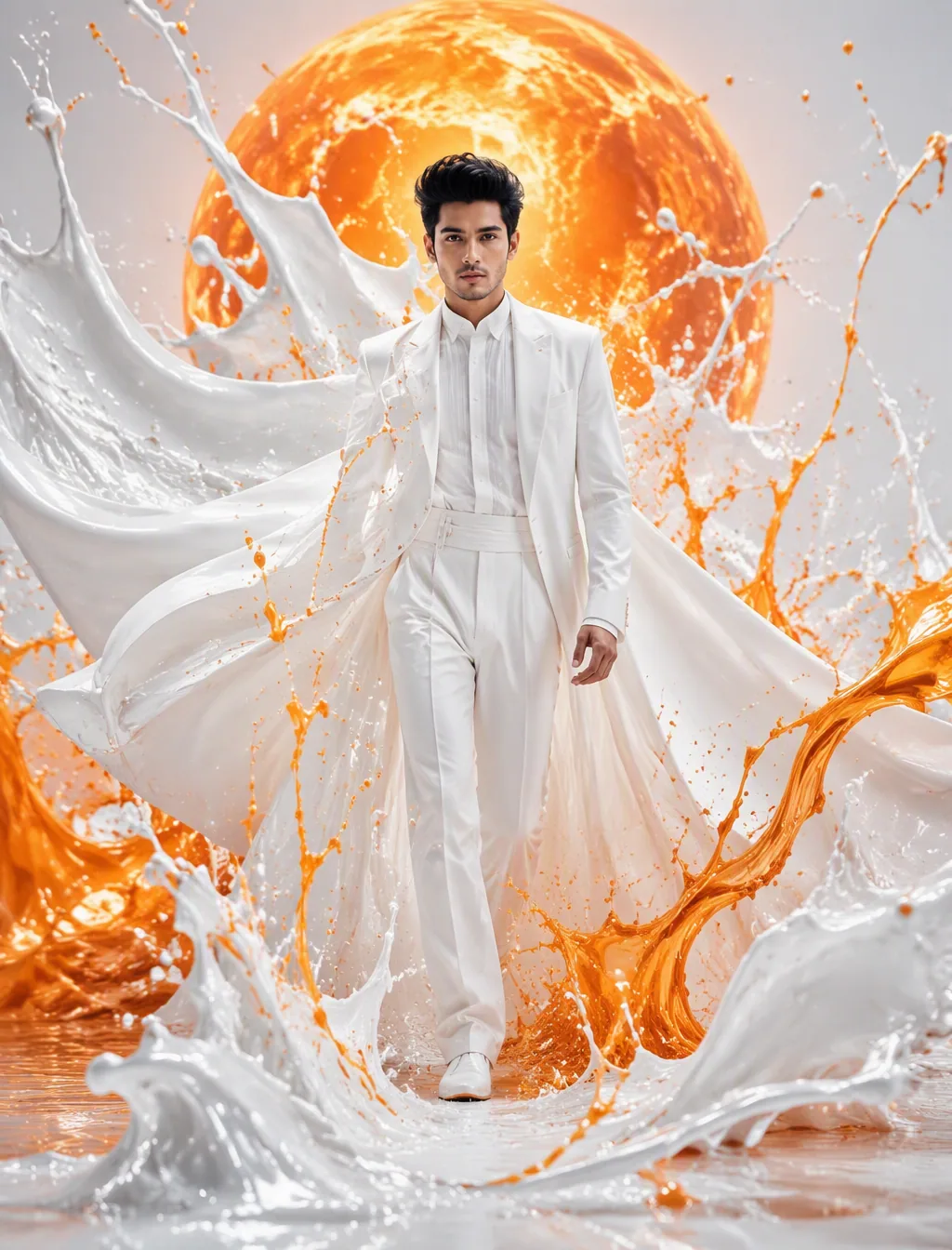 Create an ultra-luxury surreal fashion editorial featuring the same person from the uploaded image, preservin… - AI提示词参考图，来自西西提示词