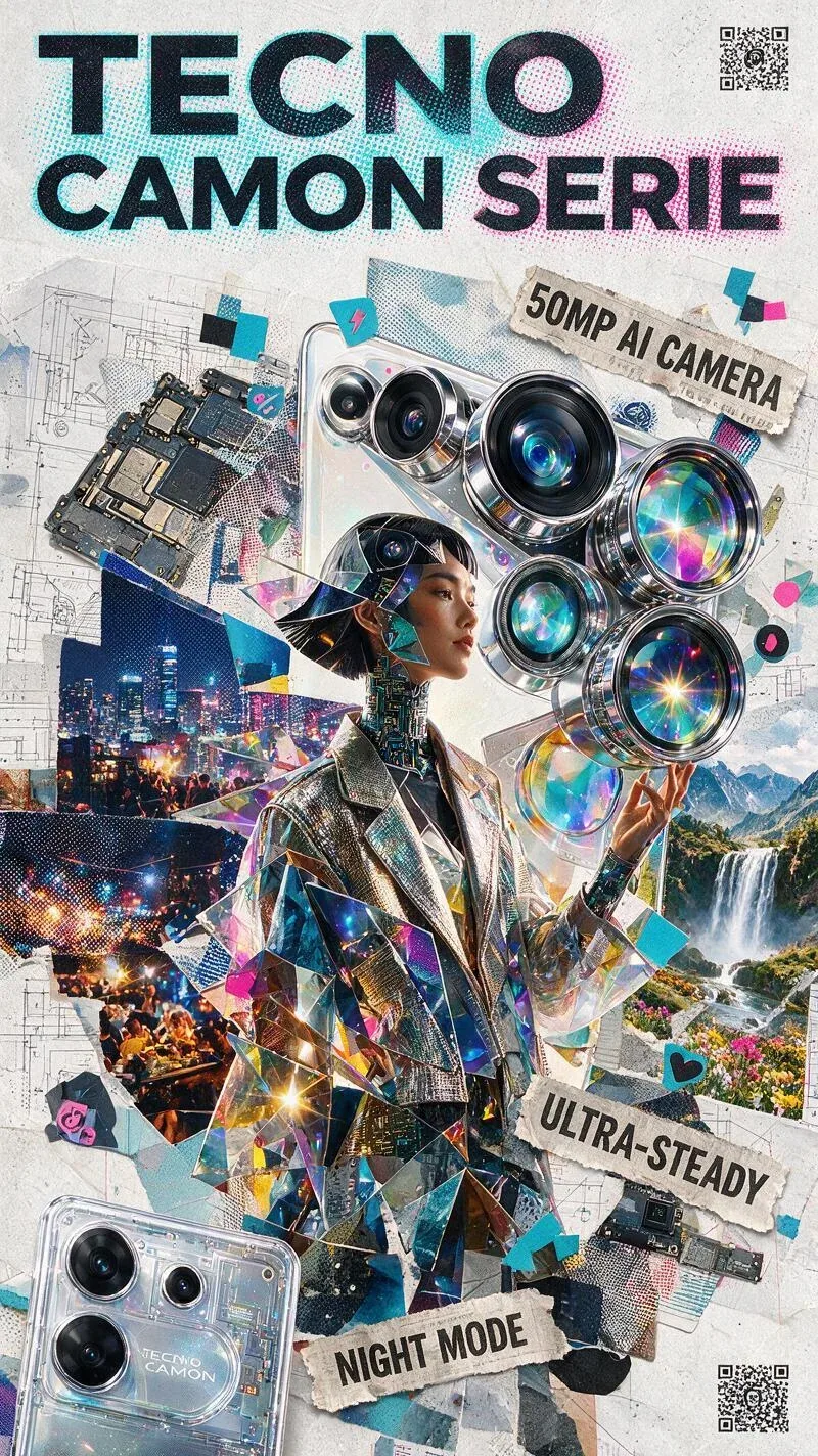 Core Style & Subject: A high-fashion, premium editorial mixed-media collage art poster celebrating the decons… - AI prompt reference from CC Prompt Galaxy
