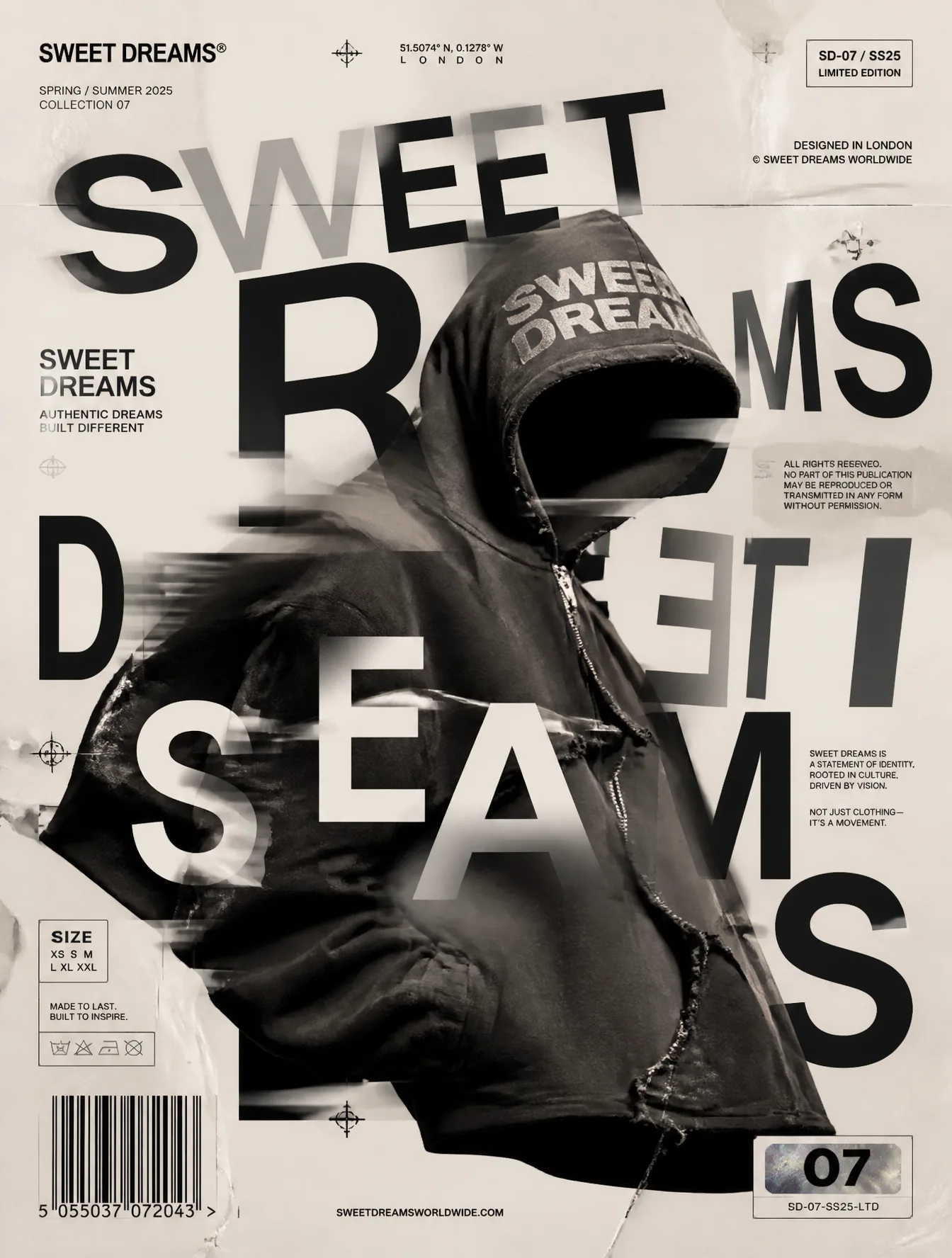 Typography Motion Poster – "Sweet Dreams"A luxury fashion campaign poster for the clothing brand "Sweet Dream… - AI prompt reference from CC Prompt Galaxy