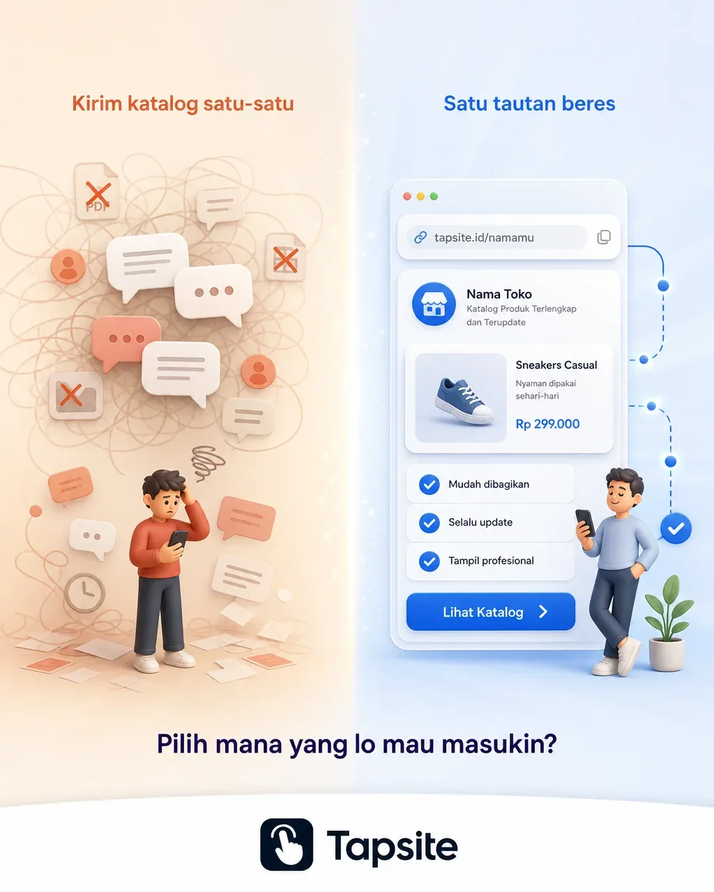 Create a vertical 4:5 (1080x1350) mixed-style visual comparing two shopping experiences side by side. Backgro… - AI prompt reference from CC Prompt Galaxy