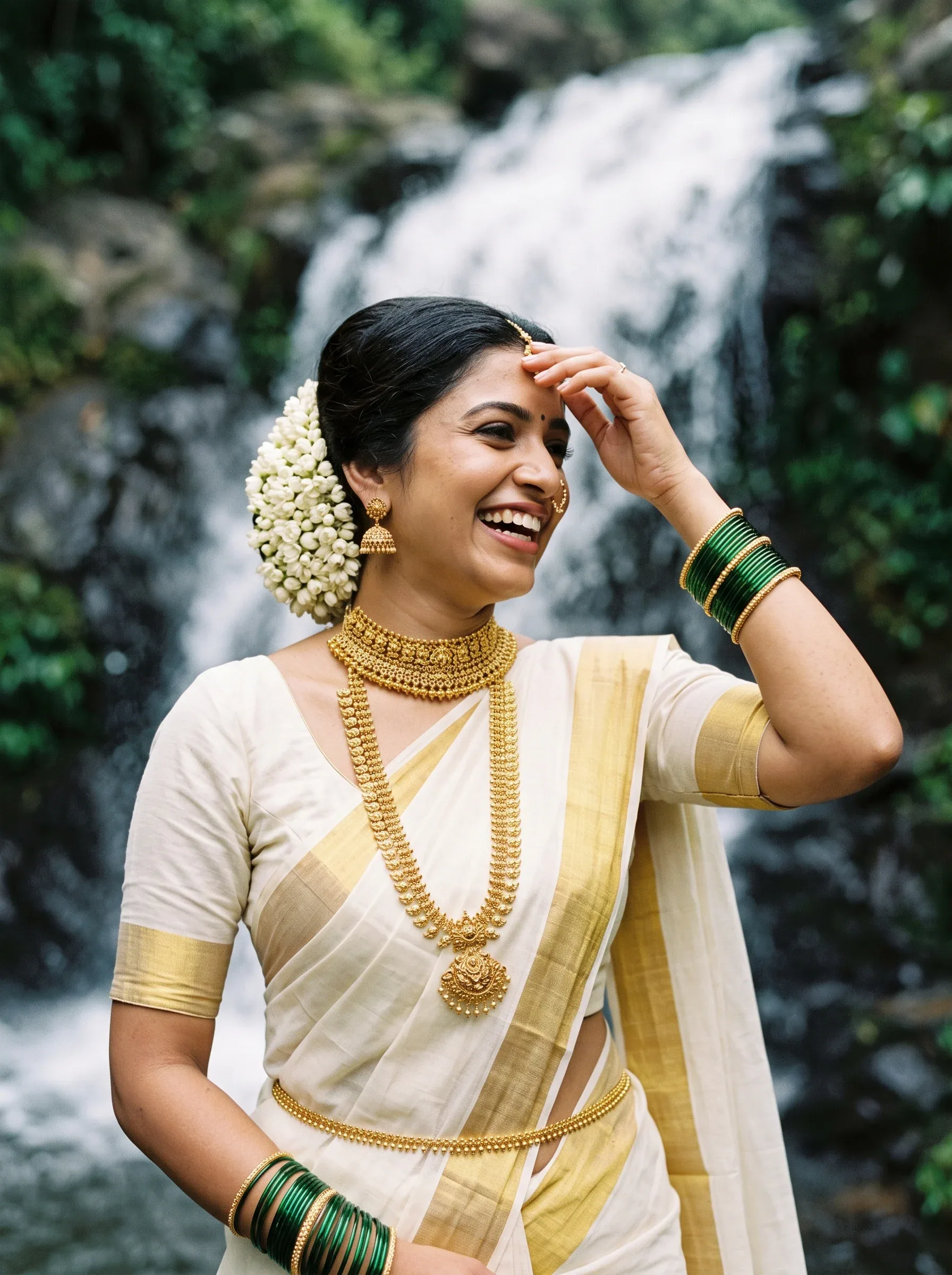 { "prompt": "A medium close-up photograph of a smiling South Asian woman in her late 20s, with warm-toned ski… - AI prompt reference from CC Prompt Galaxy