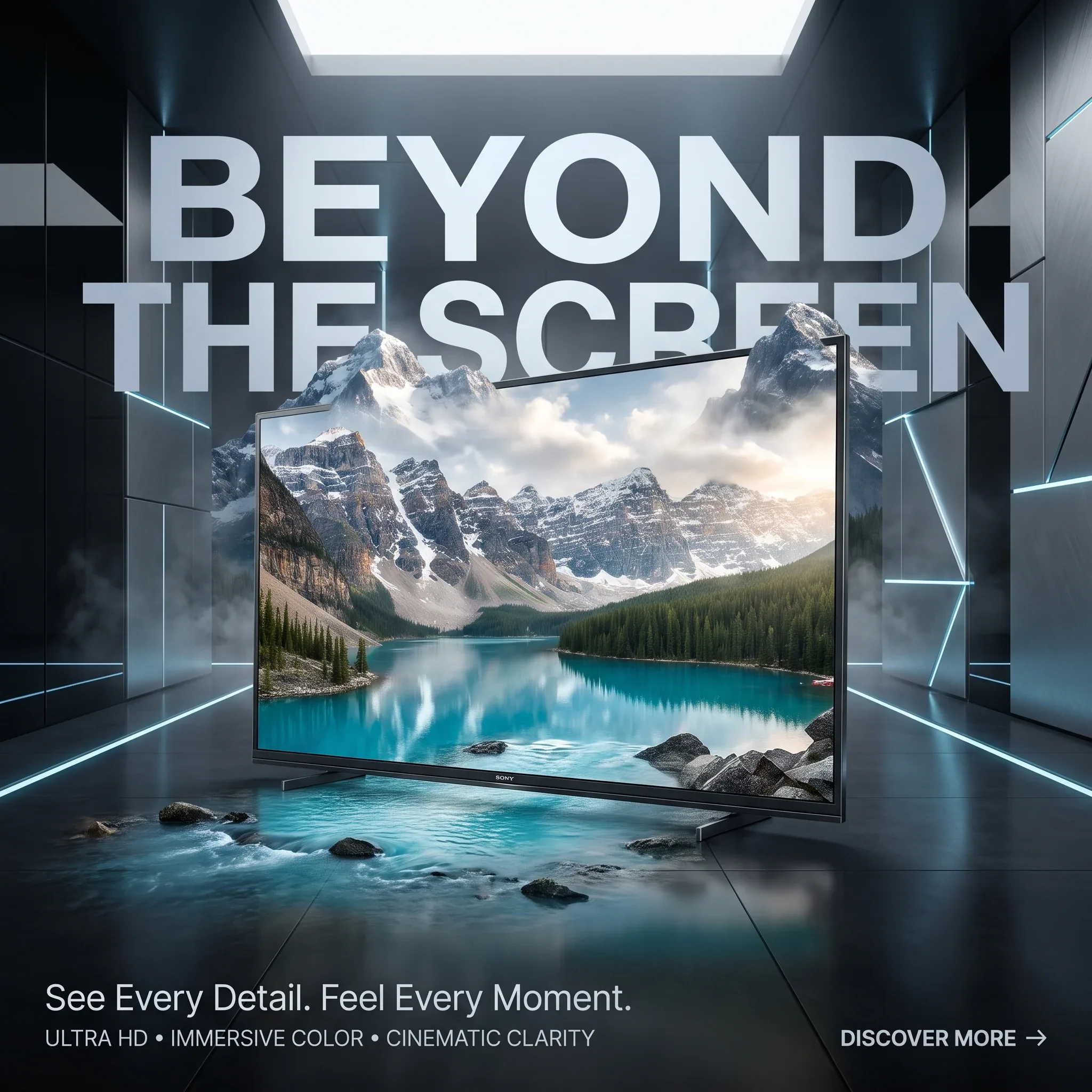 # SONY LED TV — FUTURISTIC VISUAL CONCEPT **Format:** 1:1 Square **Category:** Consumer Electronics / Premium… - AI prompt reference from CC Prompt Galaxy