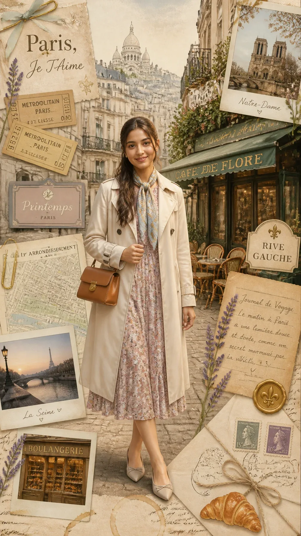 Create a highly detailed cinematic travel scrapbook composition using ONLY the uploaded reference photo as th… - AI提示词参考图，来自西西提示词