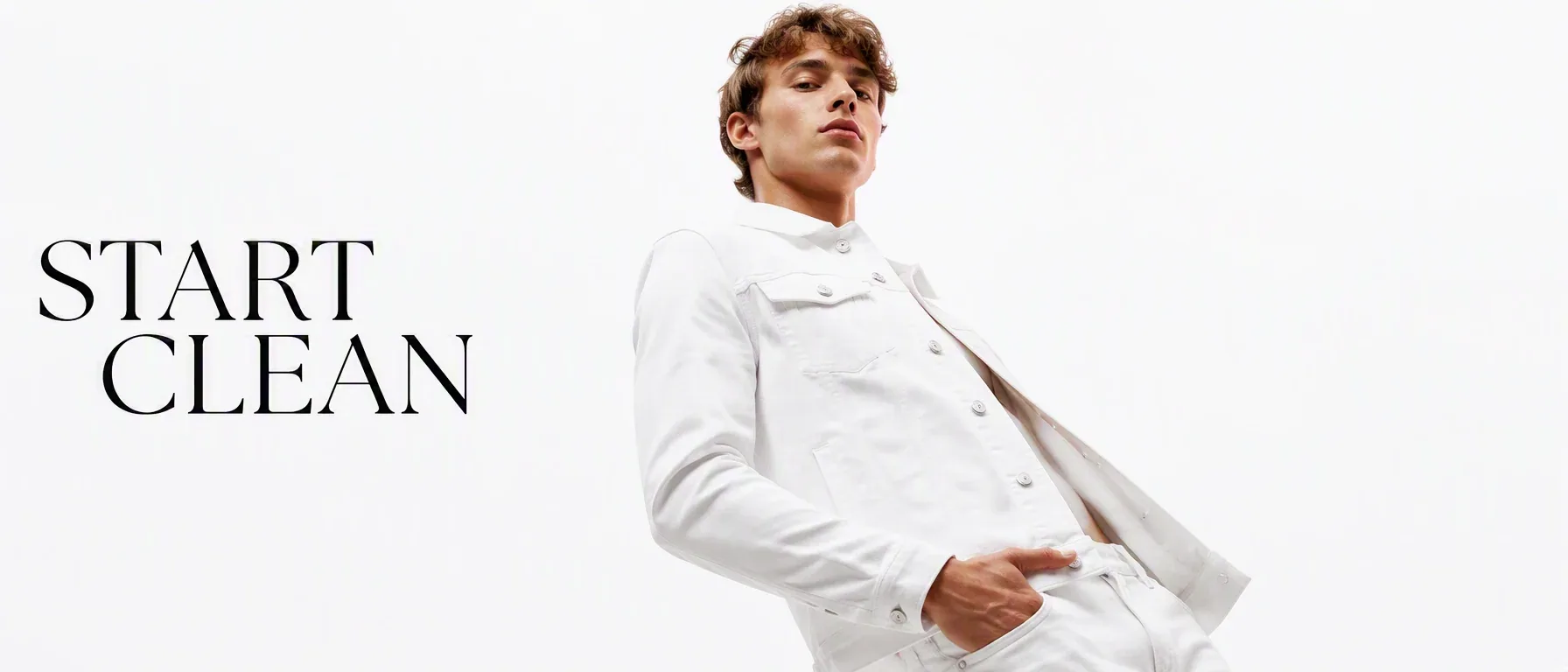 Luxury fashion photoshoot. Main Subject: Young male model wearing a bright white denim jacket. Pose: Leaning … - AI提示词参考图，来自西西提示词