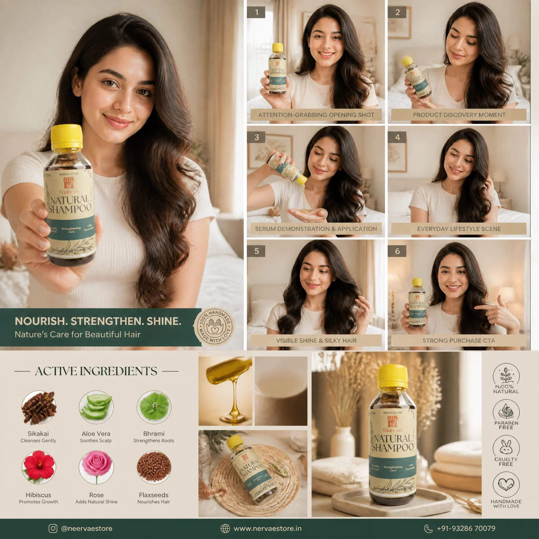 Luxury skincare UGC campaign mood board, designed around the same young woman as the reference image, preserv… - AI提示词参考图，来自西西提示词