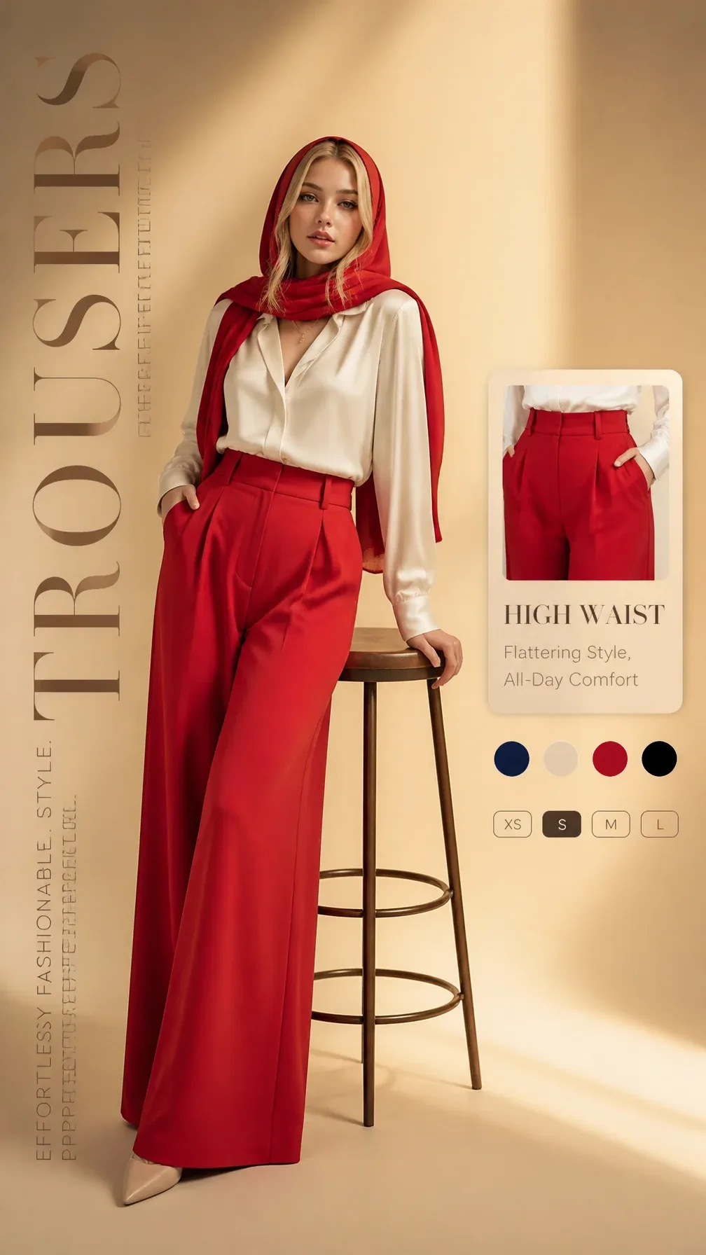 Luxury fashion advertisement poster, ultra-premium editorial style (Gucci aesthetic), soft warm yellow gradie… - AI提示词参考图，来自西西提示词