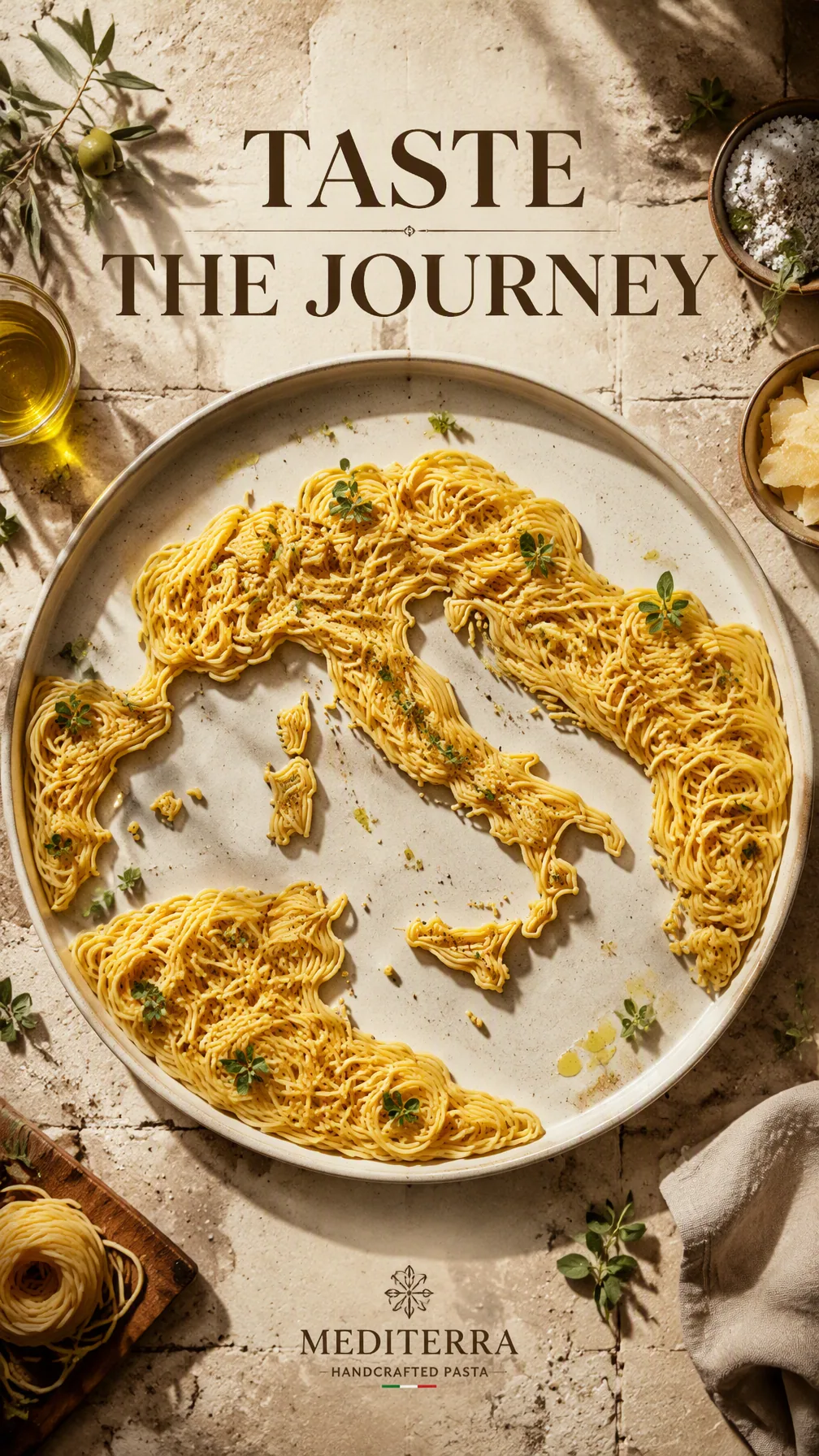 Premium 4:5 premium pasta advertising poster.A plate of handmade pasta arranged so precisely that the pasta s… - AI提示词参考图,来自西西提示词